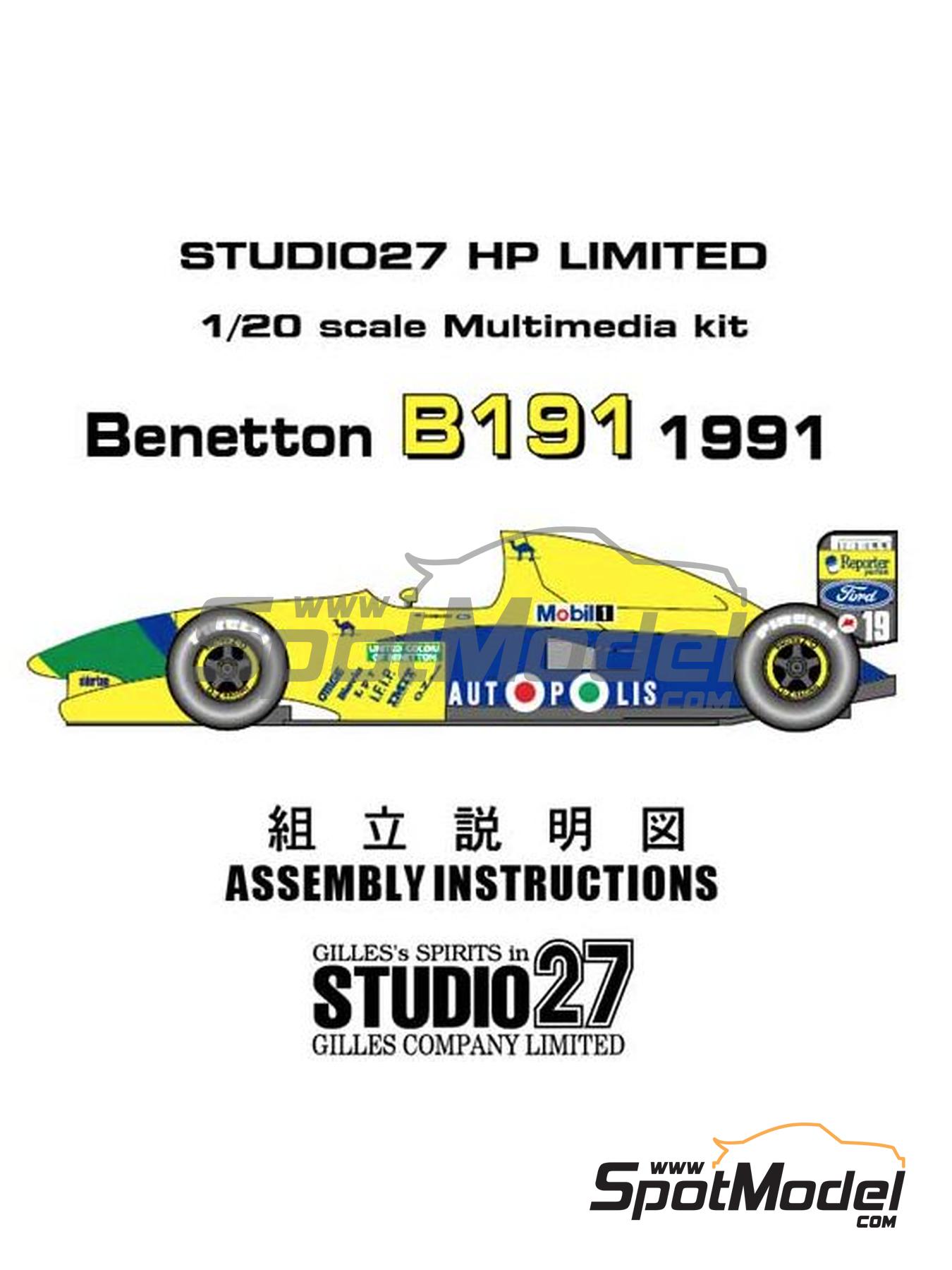 Studio27 LPE2004: Car scale model kit 1/20 scale - Benetton B191 Camel ...