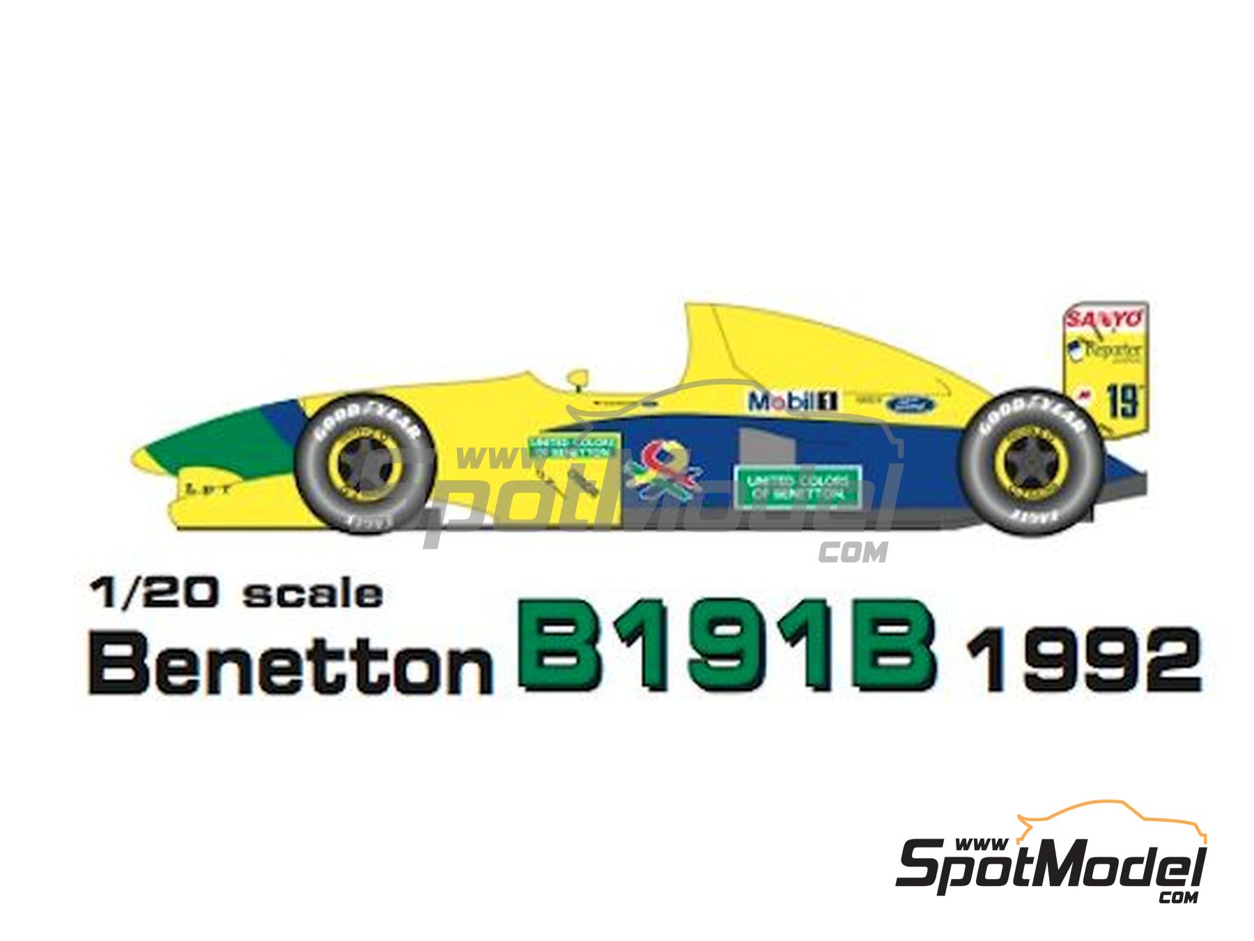 Benetton B191B Camel Benetton Ford Team - FIA Formula 1 World Championship  1992. Car scale model kit in 1/20 scale manufactured by Studio27 (ref. ST27