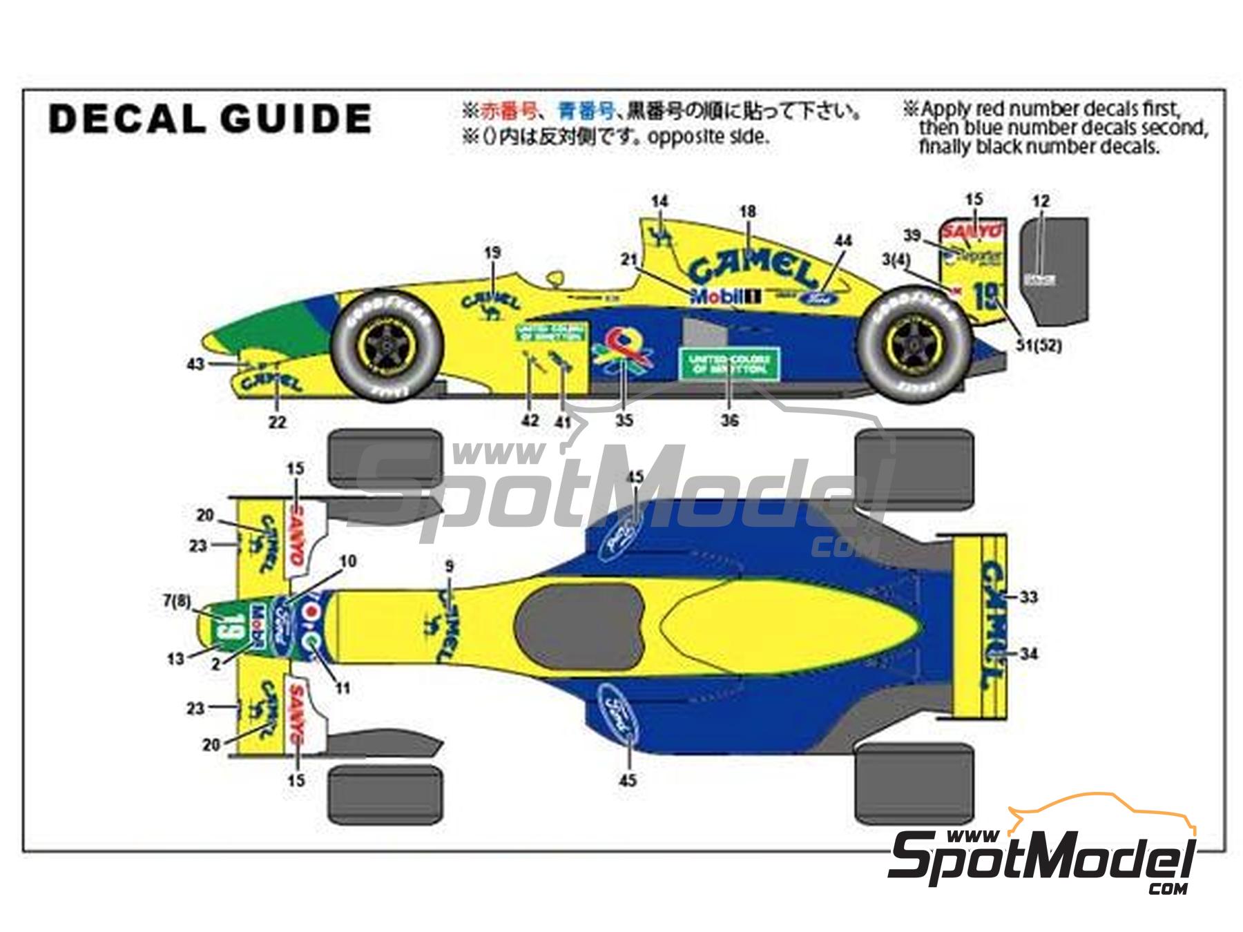 Benetton B191B Camel Benetton Ford Team - FIA Formula 1 World Championship  1992. Car scale model kit in 1/20 scale manufactured by Studio27 (ref. ST27