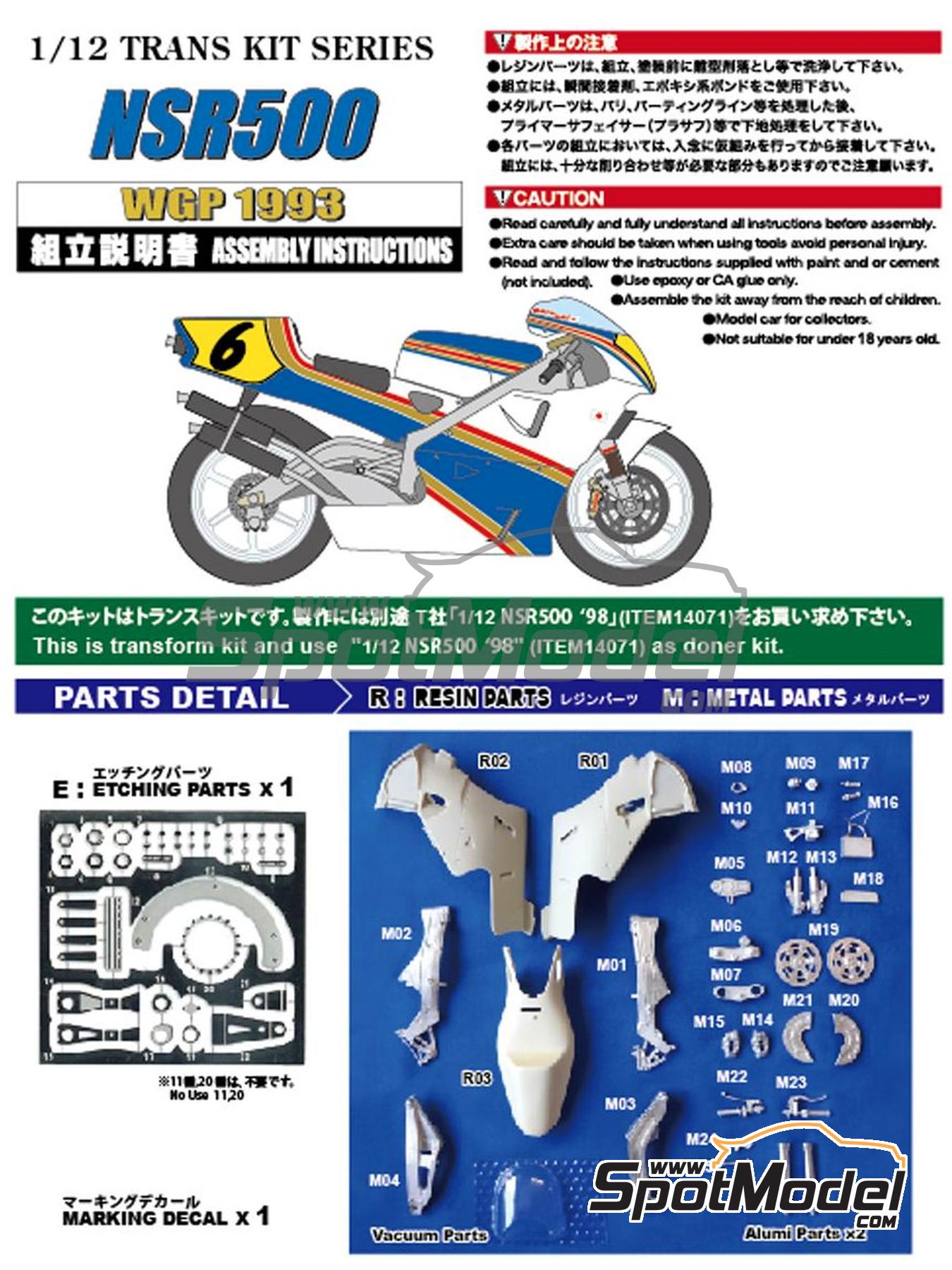 Honda NSR500 Rothmans HRC Honda Team - Motorcycle World Championship, All  Japan Road Race Championship 500cc 1993. Transkit in 1/12 scale manufactured