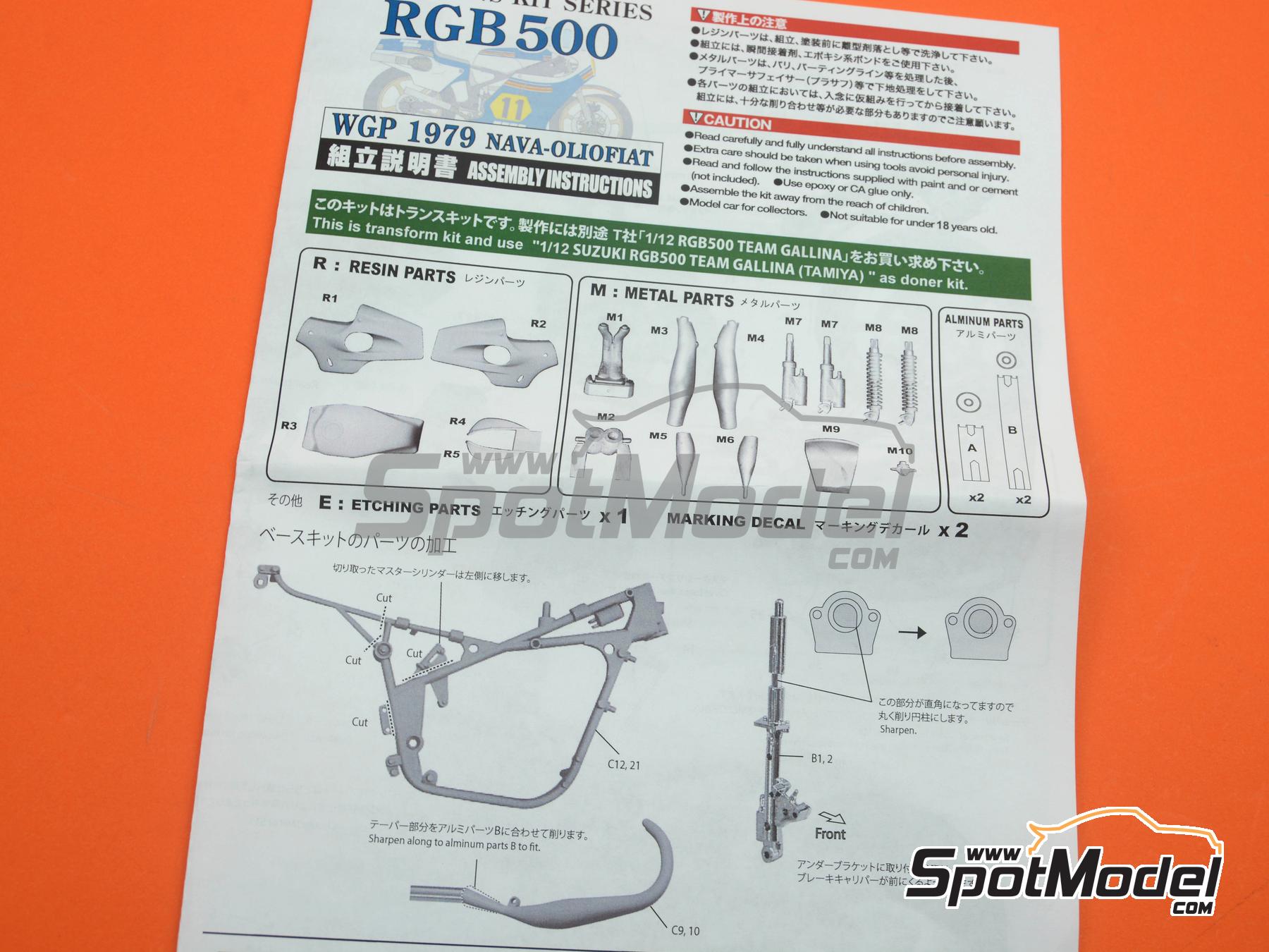 Image 6: Suzuki RGB500 sponsored by Nava Olio Fiat - Motorcycle World Championship 1979 | Transkit in 1/12 scale manufactured by Studio27 (ref.&nbsp;ST27-TK1254, also 4545310019855 and TK1254)