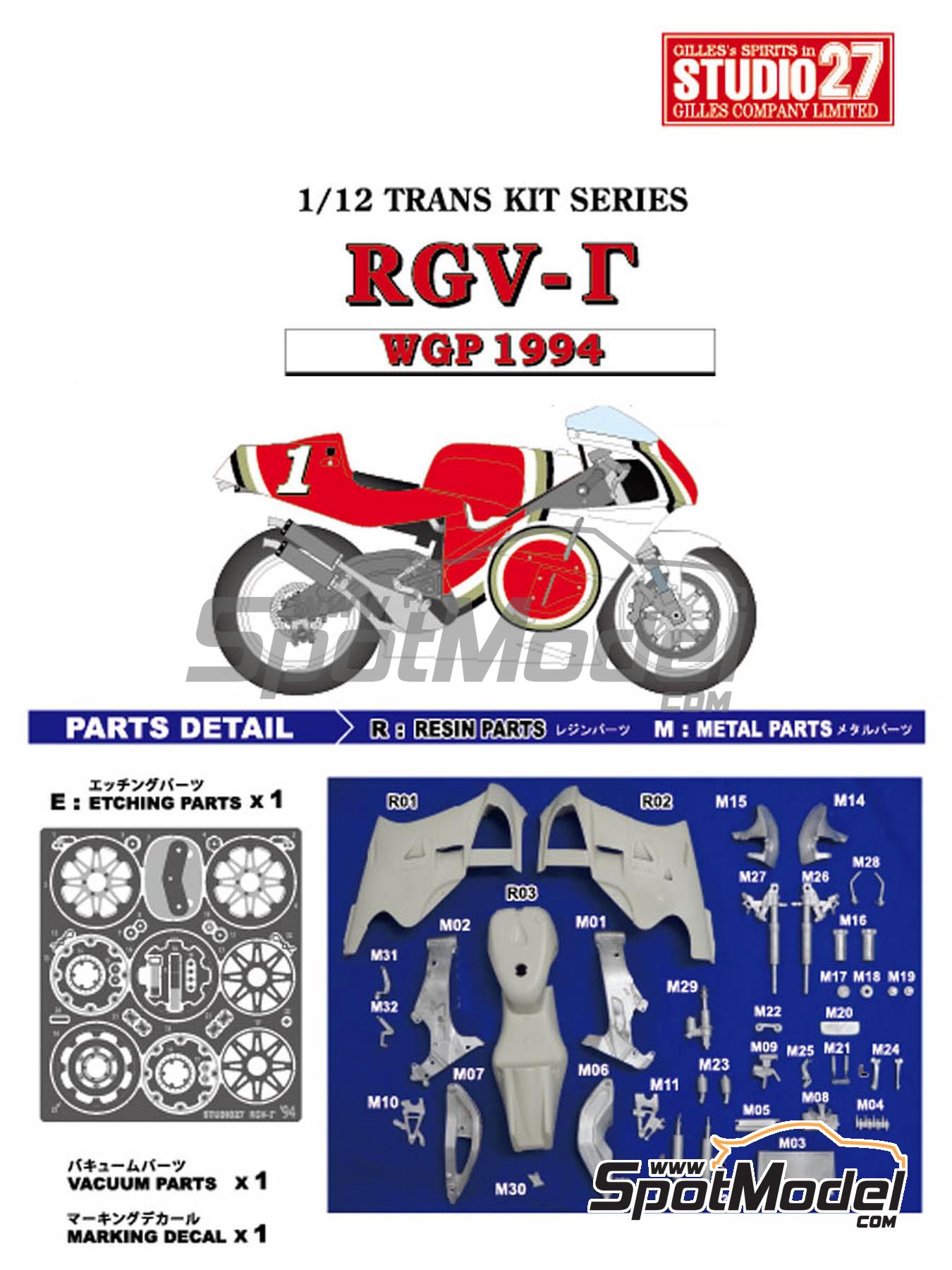 Studio27 TK1256: Marking / livery 1/12 scale - Suzuki RGV-Gamma XR-84 Lucky  Strike Suzuki Team #1, 6 - Kevin Schwantz (US), Alex Barros (BR) -  Motorcycle World Championship 1994 - for Tamiya reference TAM14081 (ref.  ST27-TK1256)