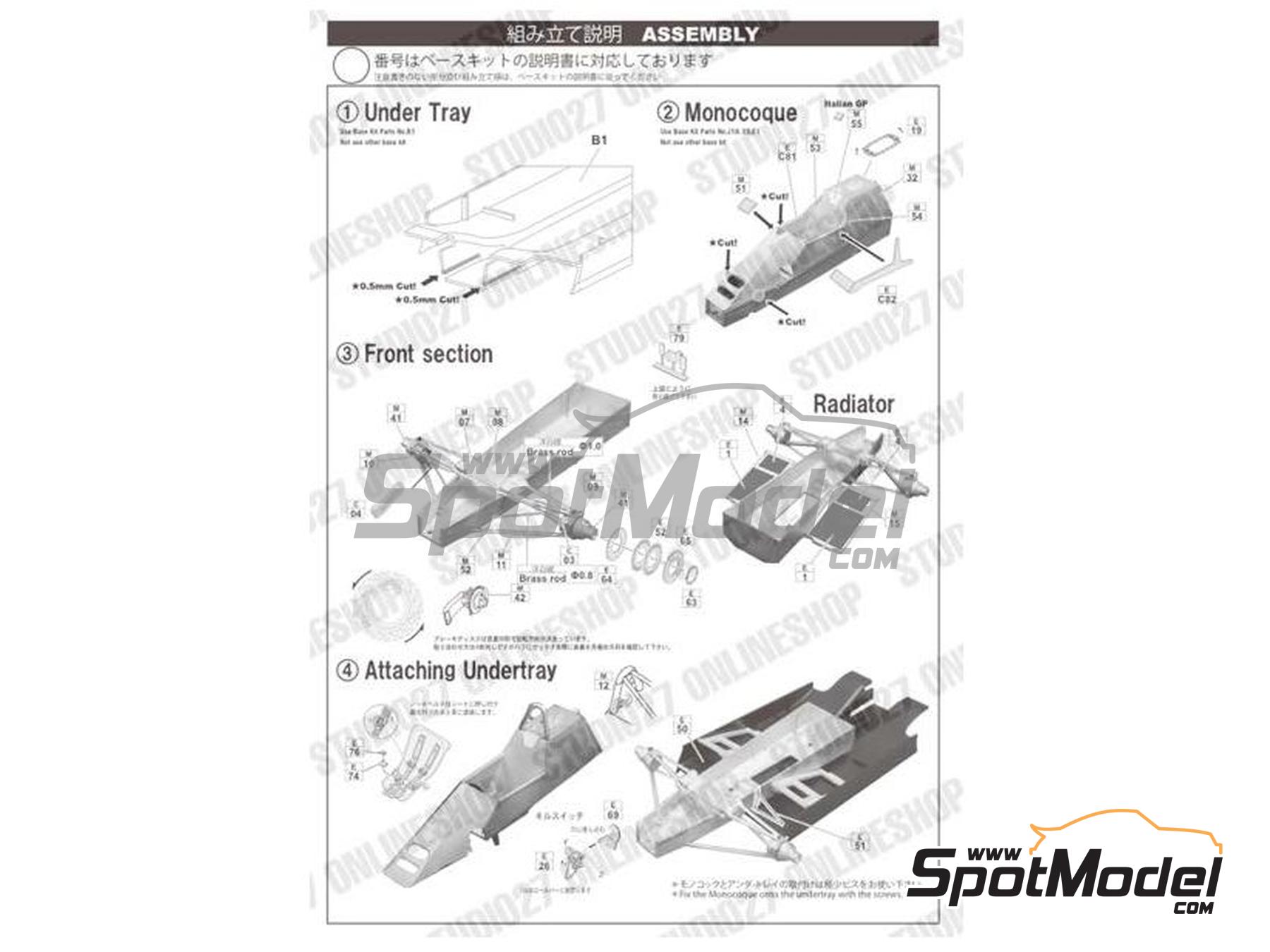 Image 4: Ferrari 126C2 Late Type Scuderia Ferrari SPA Team - German Formula 1 Grand Prix, Dutch Formula 1 Grand Prix, Italian Formula 1 Grand Prix 1982 | Transkit in 1/20 scale manufactured by Studio27 (ref.&nbsp;ST27-TK2065, also 4545310012245 and TK2065)