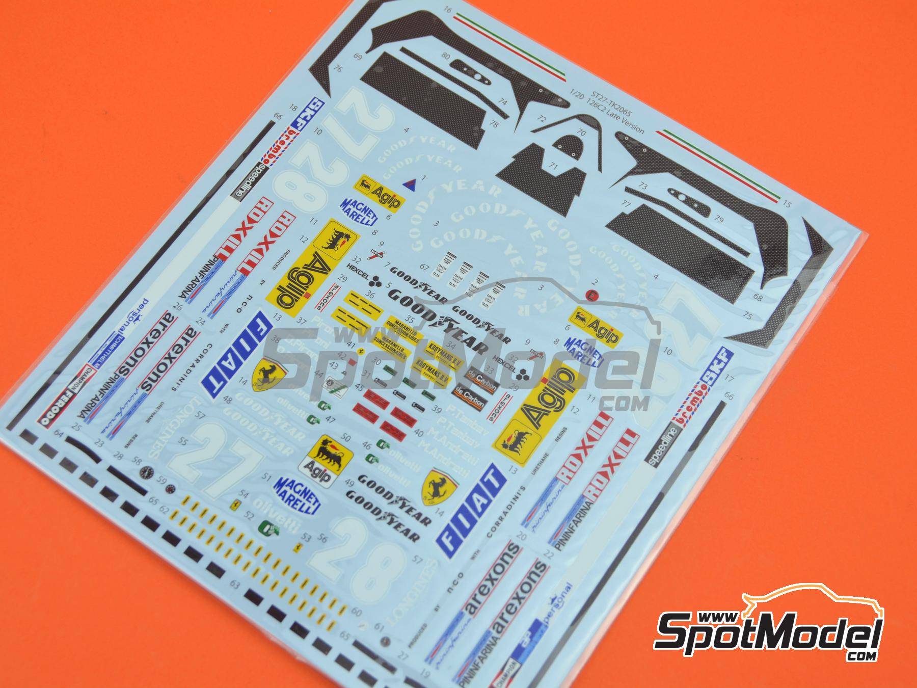 Image 15: Ferrari 126C2 Late Type Scuderia Ferrari SPA Team - German Formula 1 Grand Prix, Dutch Formula 1 Grand Prix, Italian Formula 1 Grand Prix 1982 | Transkit in 1/20 scale manufactured by Studio27 (ref.&nbsp;ST27-TK2065, also 4545310012245 and TK2065)