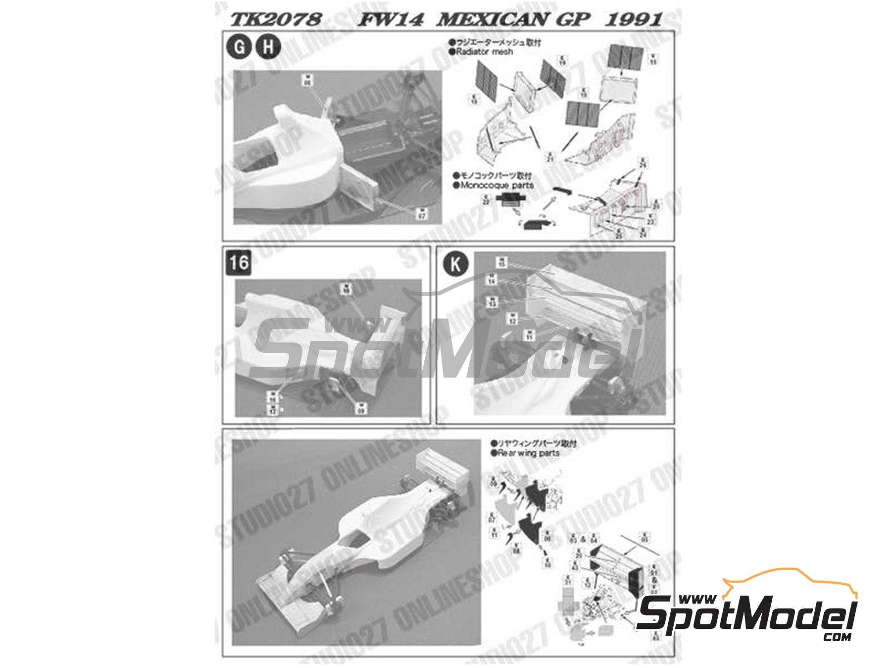 Image 4: Williams Renault FW14 Williams Grand Prix Engineering Team sponsored by Canon, Labatt's - Mexican Formula 1 Grand Prix 1991 | Marking / livery in 1/20 scale manufactured by Studio27 (ref. ST27-TK2078, also 4545310019381 and TK2078)