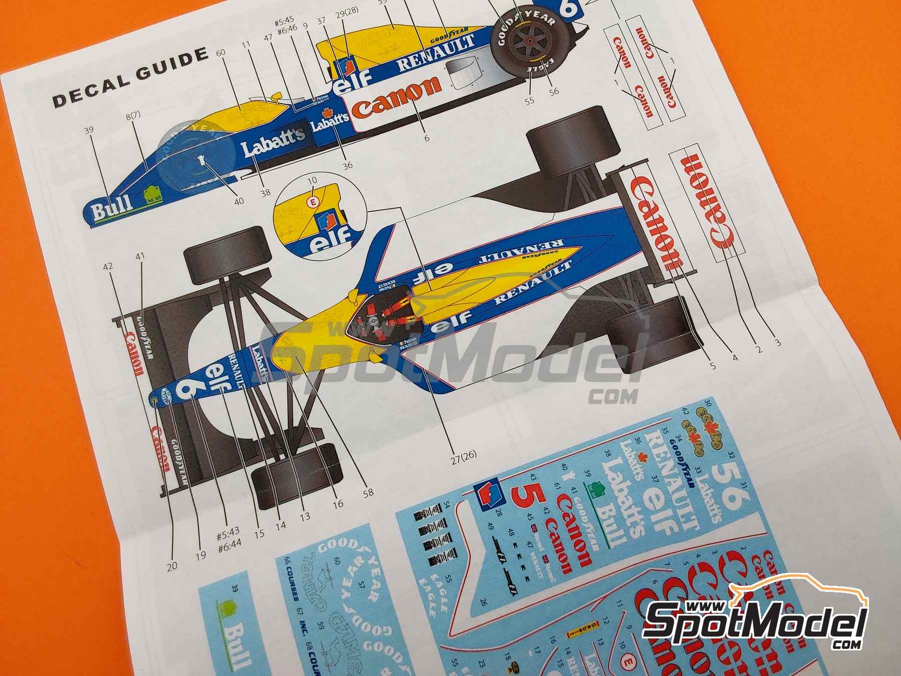 Image 9: Williams Renault FW14 Williams Grand Prix Engineering Team sponsored by Canon, Labatt's - Mexican Formula 1 Grand Prix 1991 | Marking / livery in 1/20 scale manufactured by Studio27 (ref. ST27-TK2078, also 4545310019381 and TK2078)