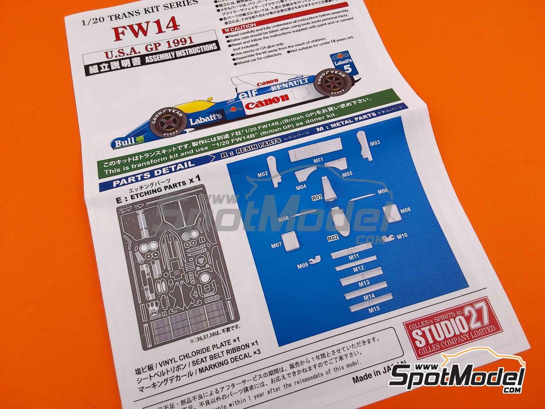 Studio27 TK2079: Marking / livery 1/20 scale - Williams Renault