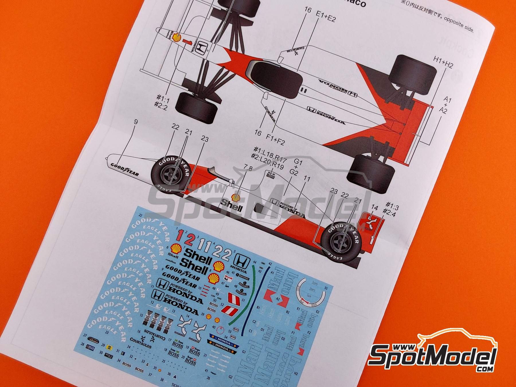 Image 16: McLaren Honda MP4/7 McLaren Racing Limited Team sponsored by Shell Marlboro - Monaco Formula 1 Grand Prix 1992 | Marking / livery in 1/20 scale manufactured by Studio27 (ref.&nbsp;ST27-TK2080, also 4545310019732 and TK2080)