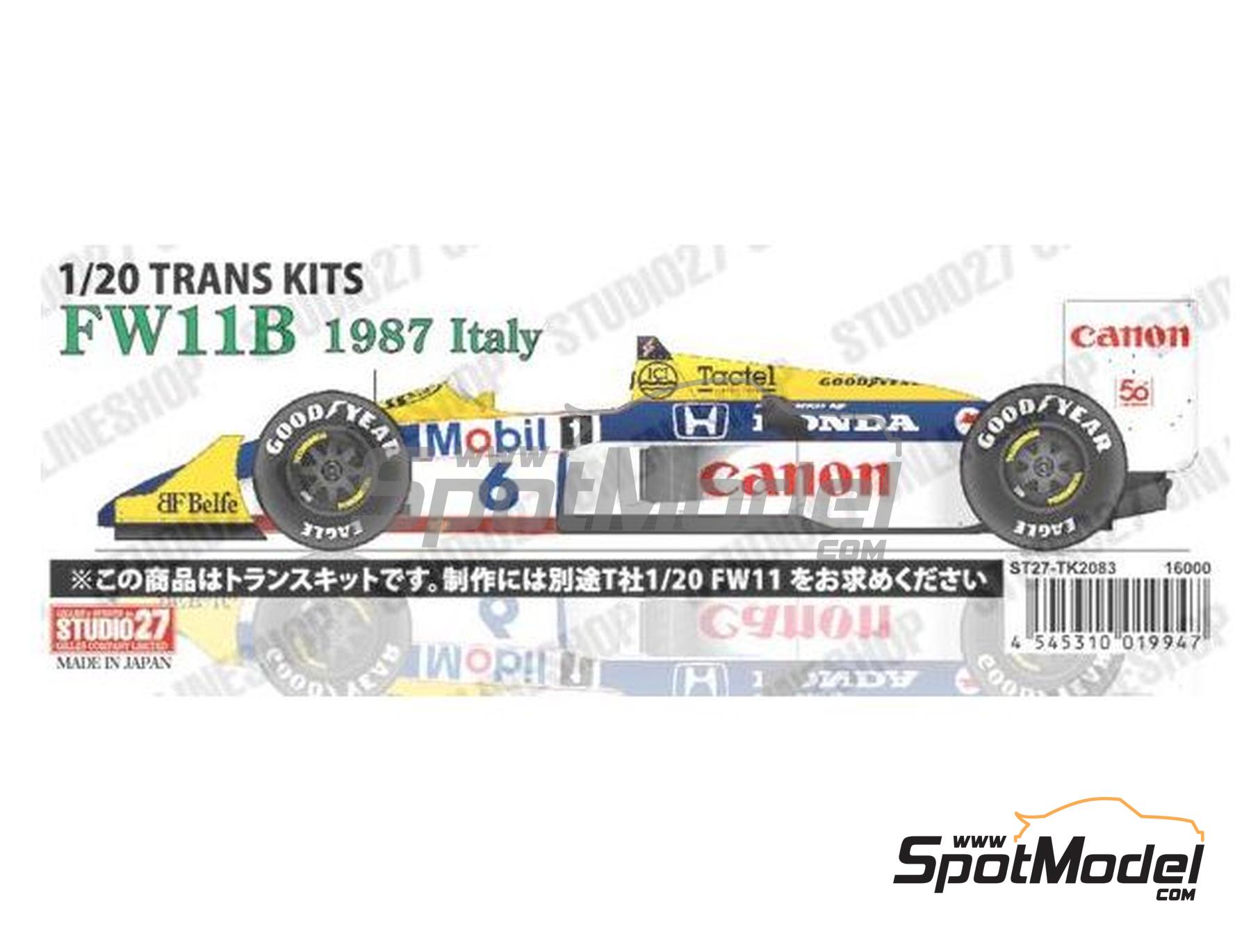 Williams Honda FW11B Williams Grand Prix Engineering Team sponsored by  Canon - Italian Formula 1 Grand Prix 1987. Transkit in 1/20 scale  manufactured