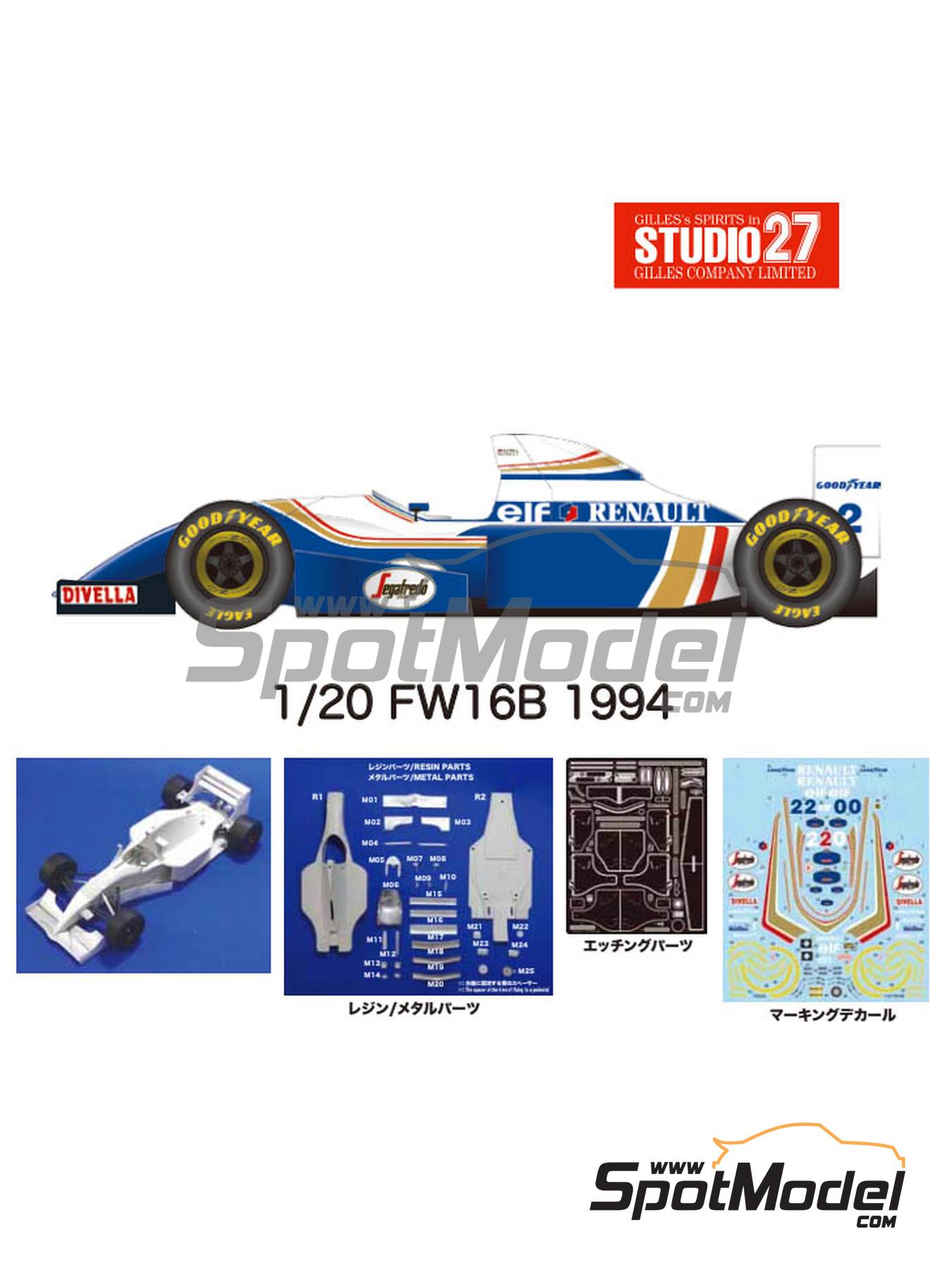 Williams FW16B Williams Grand Prix Engineering Team sponsored by Rothmans -  FIA Formula 1 World Championship 1994. Transkit in 1/20 scale manufactured