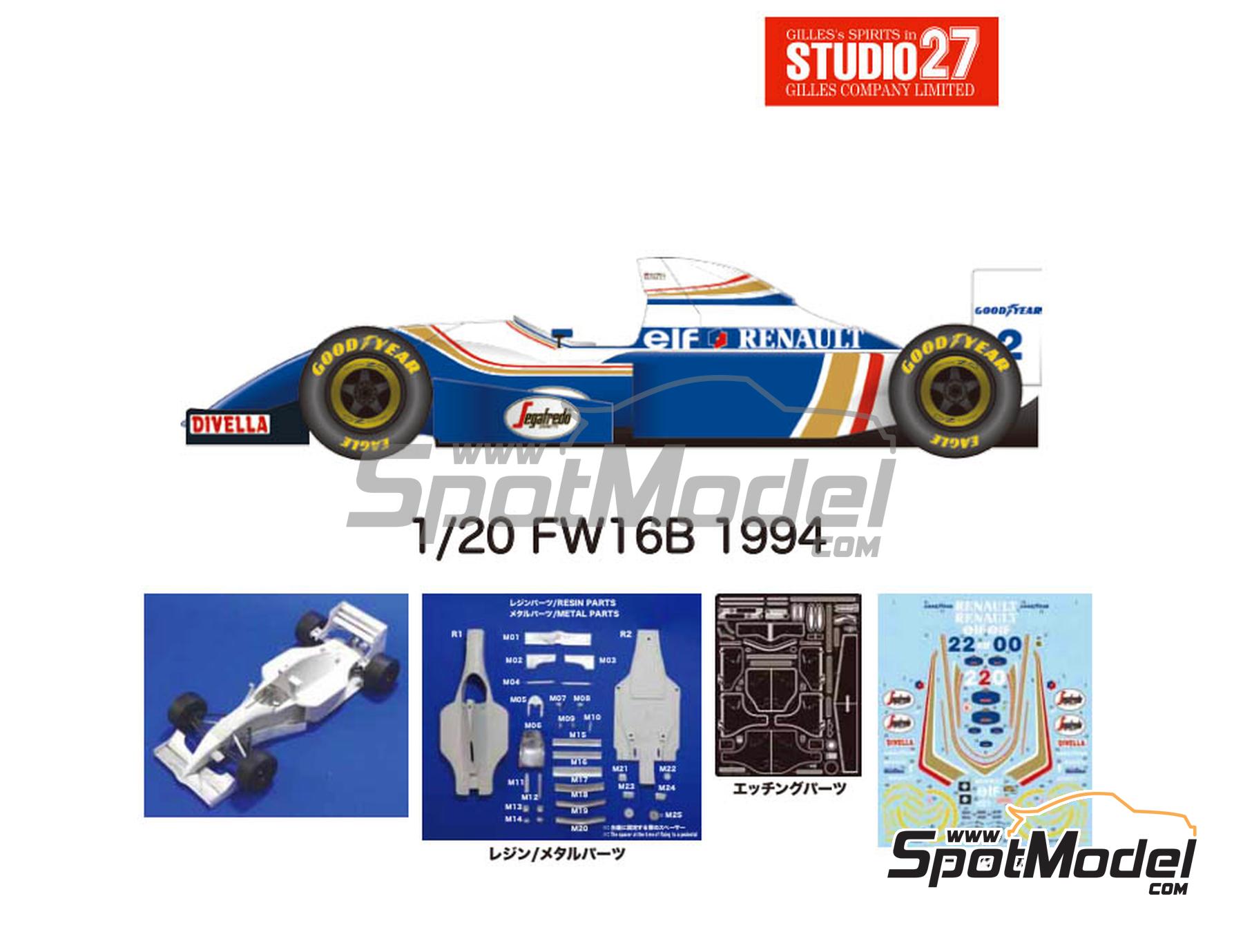 Williams FW16B Williams Grand Prix Engineering Team sponsored by Rothmans -  FIA Formula 1 World Championship 1994. Transkit in 1/20 scale manufactured