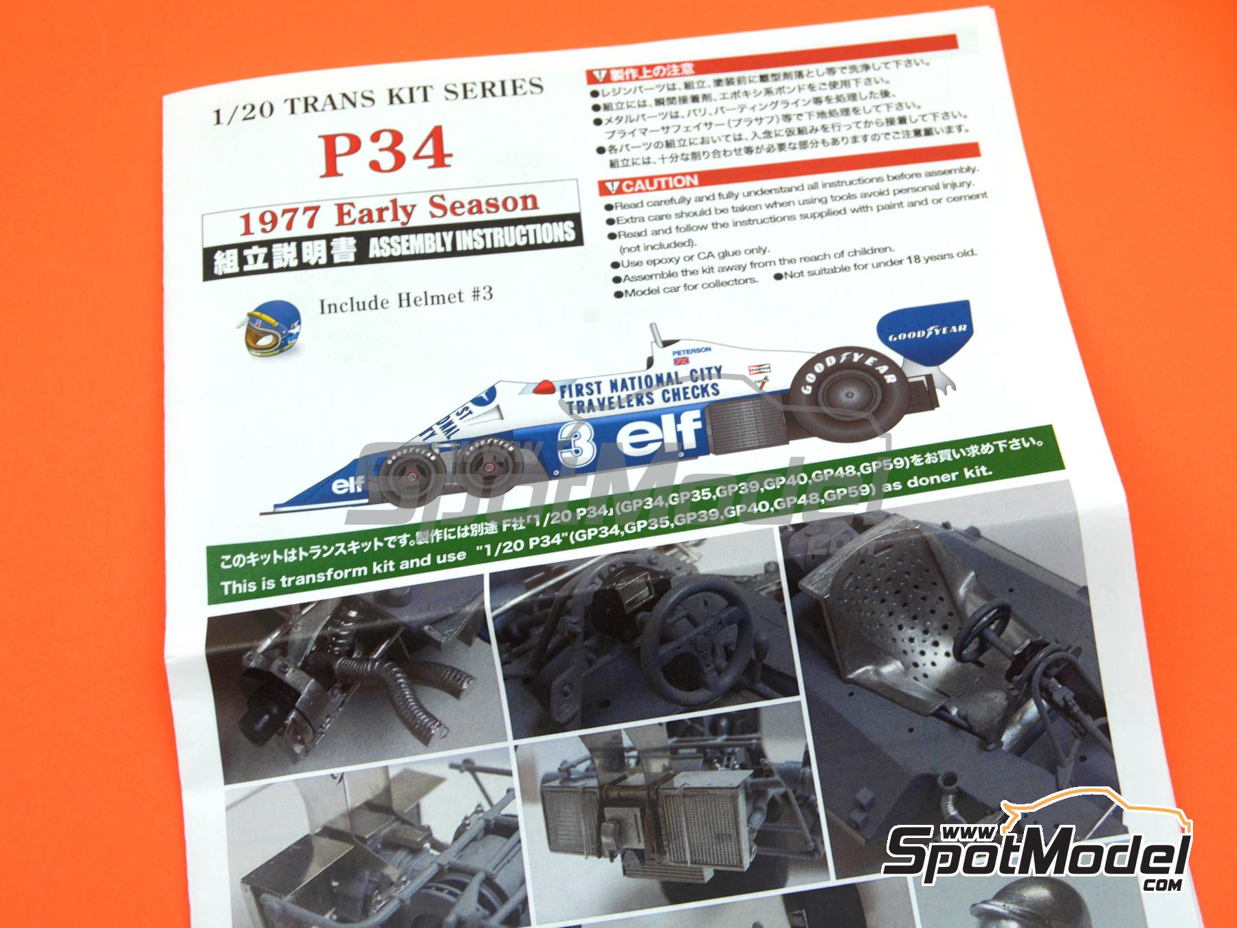 Image 6: Tyrrell Ford P34 sponsored by First National City Travelers Checks - Early season, Formula 1 World Championship 1977 | Detail up set in 1/20 scale manufactured by Studio27 (ref.&nbsp;ST27-TK2092, also 4545310020998 and TK2092)