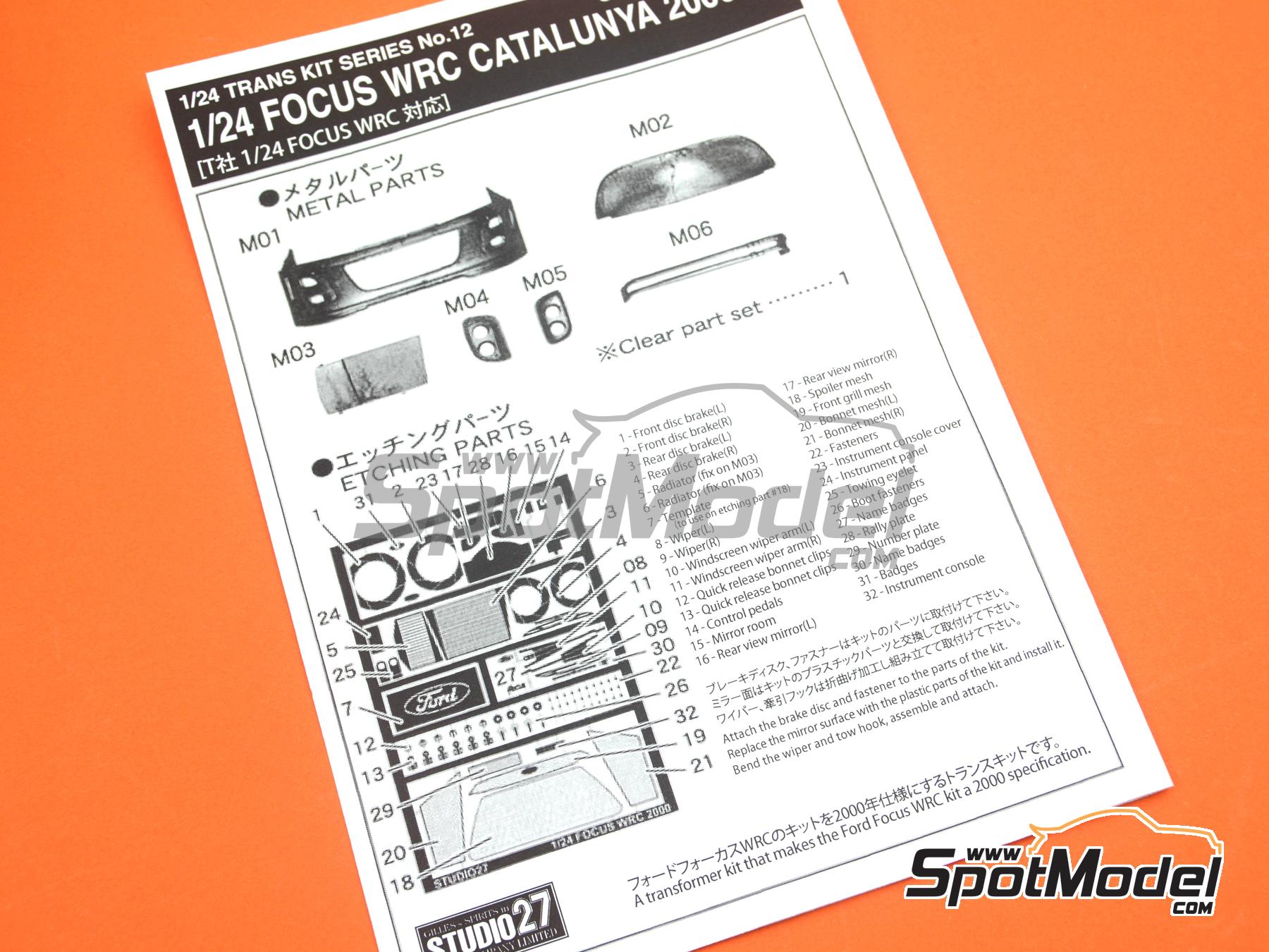 Image 4: Ford Focus WRC Equipo Ford Motor Co. Ltd patrocinado por Martini - Rallye Catalunya Costa Brava - Rally de Espa&ntilde;a 2000 | Decoraci&oacute;n en escala&nbsp;1/24 fabricado por Studio27 (ref.&nbsp;ST27-TK2412, tambien 4545310016670 y TK2412)