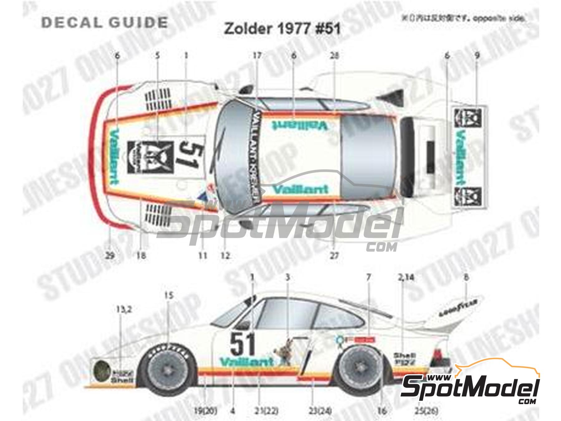 Image 7: Porsche 935 Kremer Team sponsored by Vaillant - Deutsche Rennsport Meisterschaft DRM Zolder Bergischer L&ouml;we 1977 | Marking / livery in 1/24 scale manufactured by Studio27 (ref.&nbsp;ST27-TK2474R, also 4545310018568 and TK2474R)