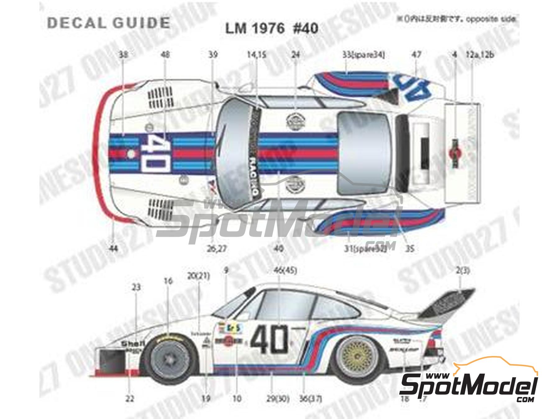 Image 6: Porsche 935 Equipo Martini Racing Porsche System - 24 Horas de Le Mans 1976 | Decoraci&oacute;n en escala&nbsp;1/24 fabricado por Studio27 (ref.&nbsp;ST27-TK2478, tambien 4545310021148 y TK2478)
