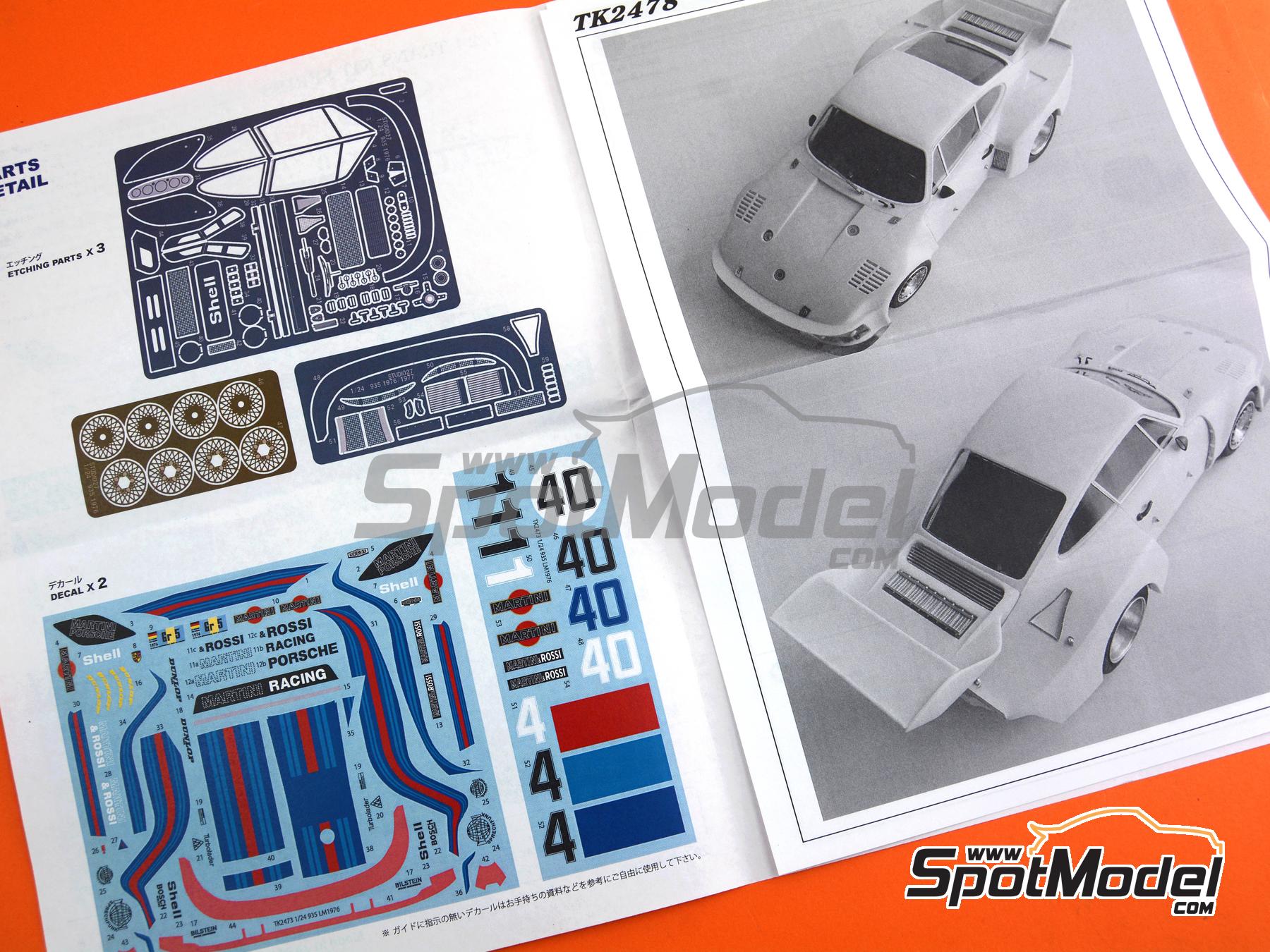 Image 16: Porsche 935 Equipo Martini Racing Porsche System - 24 Horas de Le Mans 1976 | Decoraci&oacute;n en escala&nbsp;1/24 fabricado por Studio27 (ref.&nbsp;ST27-TK2478, tambien 4545310021148 y TK2478)