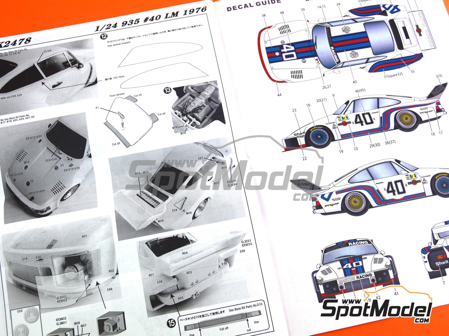 Image 17: Porsche 935 Equipo Martini Racing Porsche System - 24 Horas de Le Mans 1976 | Decoraci&oacute;n en escala&nbsp;1/24 fabricado por Studio27 (ref.&nbsp;ST27-TK2478, tambien 4545310021148 y TK2478)