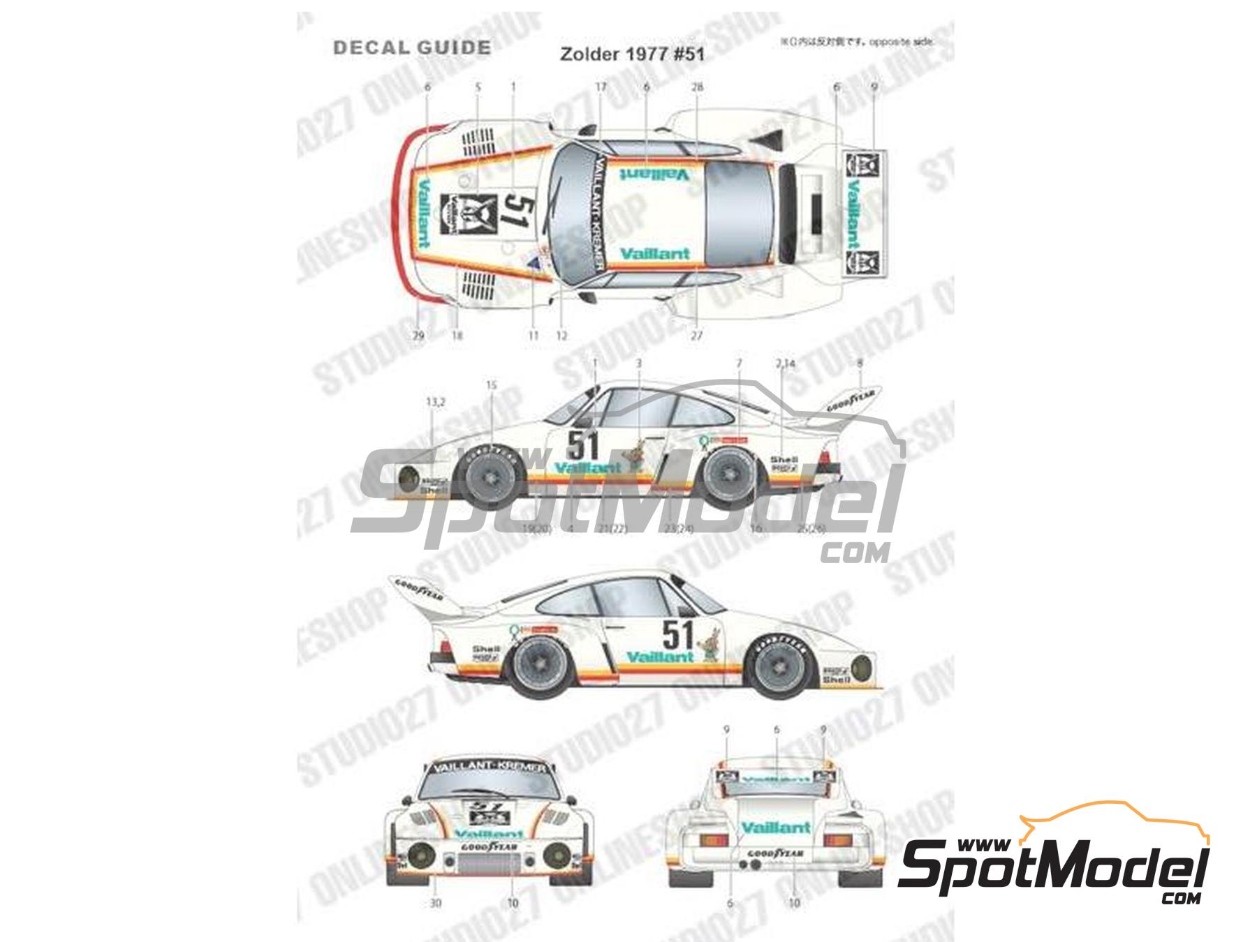 Image 3: Porsche 935 Kremer Team sponsored by Vaillant - Deutsche Rennsport Meisterschaft DRM Zolder Bergischer L&ouml;we 1977 | Marking / livery in 1/24 scale manufactured by Studio27 (ref.&nbsp;ST27-TK2479, also 4545310021155 and TK2479)