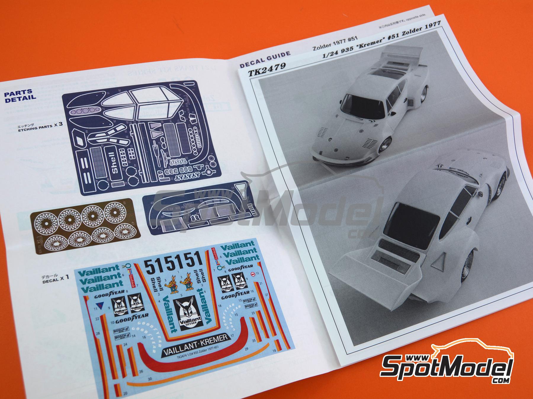 Image 10: Porsche 935 Kremer Team sponsored by Vaillant - Deutsche Rennsport Meisterschaft DRM Zolder Bergischer L&ouml;we 1977 | Marking / livery in 1/24 scale manufactured by Studio27 (ref.&nbsp;ST27-TK2479, also 4545310021155 and TK2479)