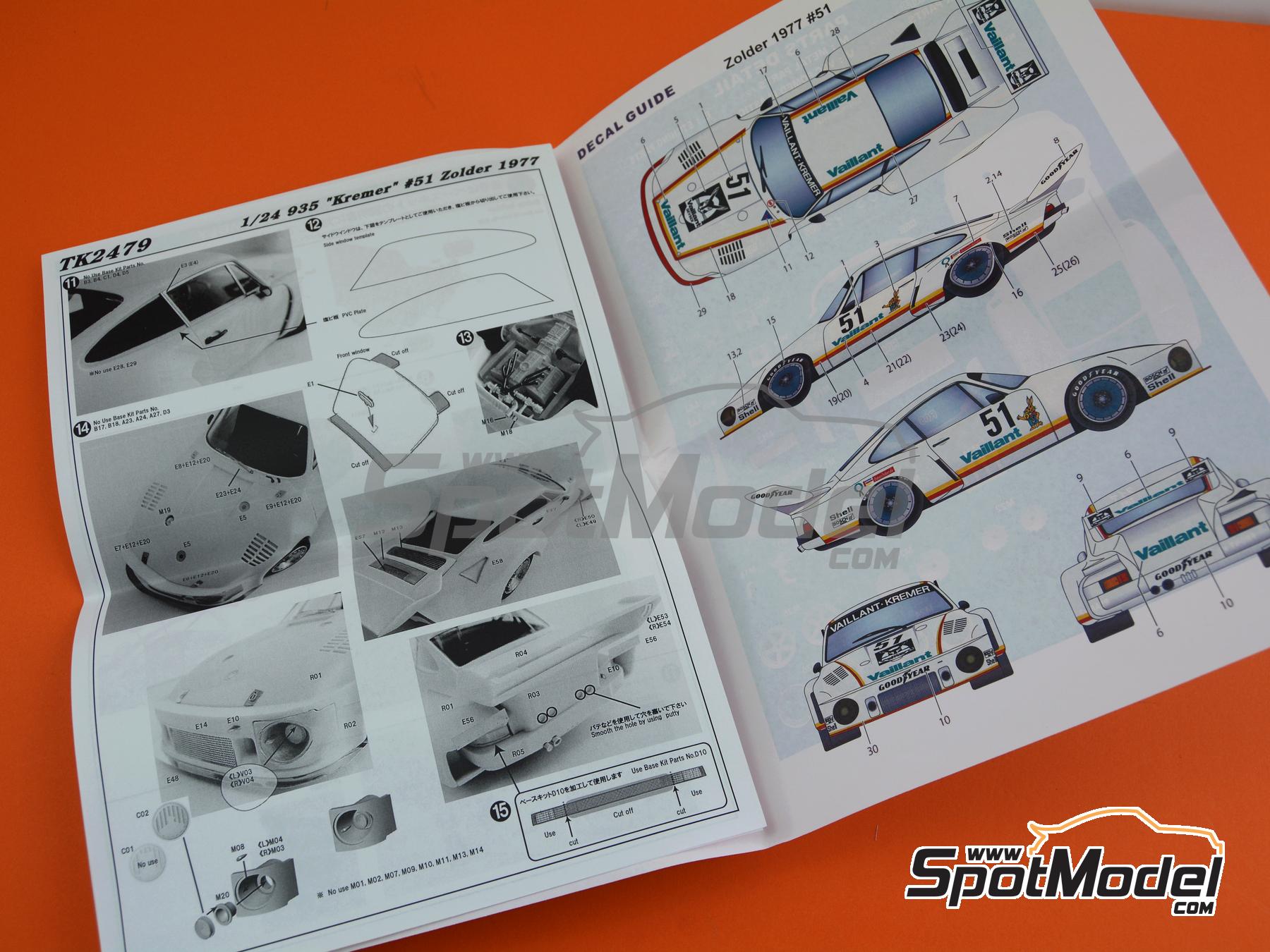 Image 11: Porsche 935 Kremer Team sponsored by Vaillant - Deutsche Rennsport Meisterschaft DRM Zolder Bergischer L&ouml;we 1977 | Marking / livery in 1/24 scale manufactured by Studio27 (ref.&nbsp;ST27-TK2479, also 4545310021155 and TK2479)