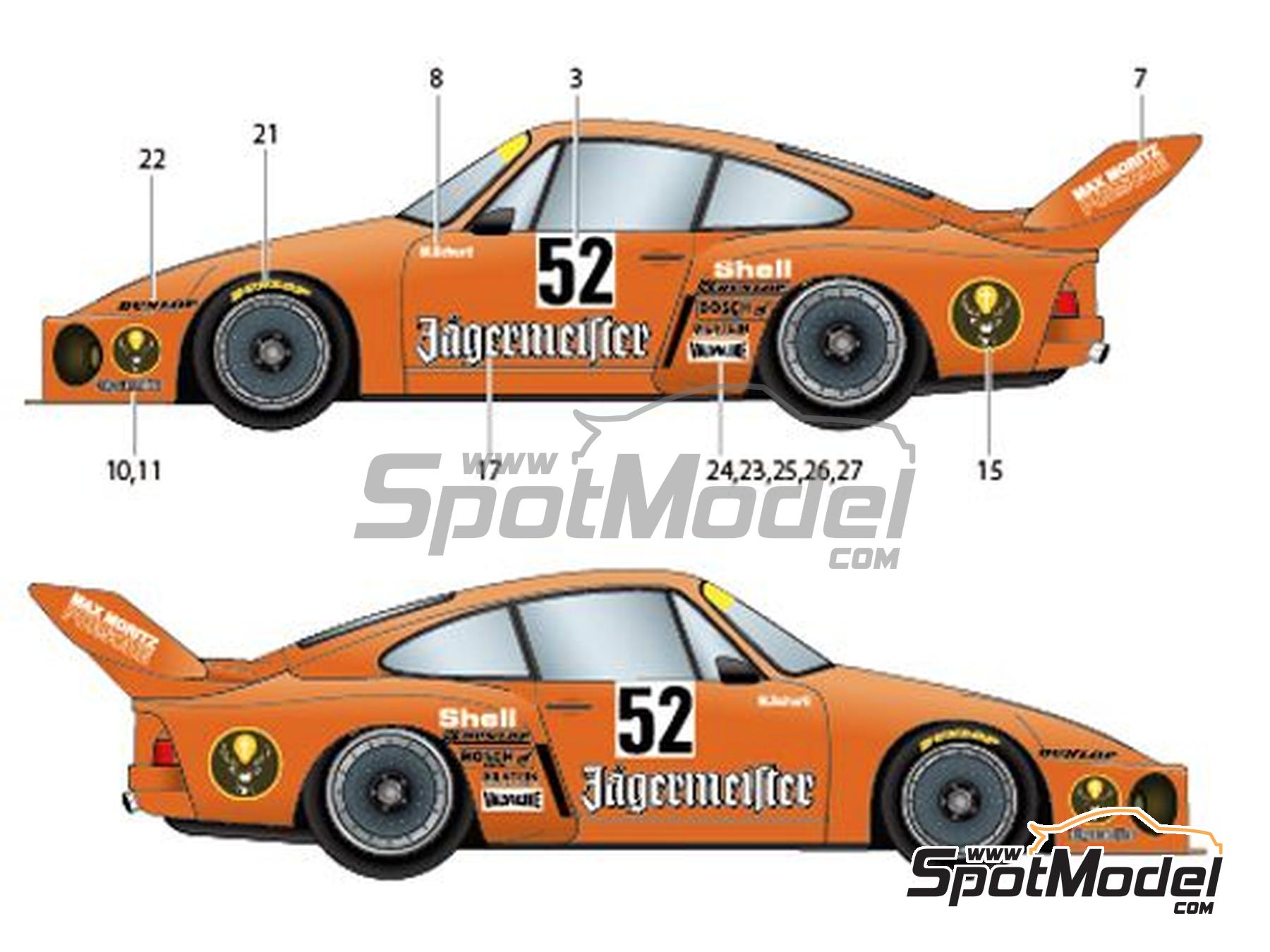 Image 6: Porsche 935 Max Moritz Team sponsored by Jagermeister - Deutsche Rennsport Meisterschaft DRM Zolder Bergischer L&ouml;we 1977 | Marking / livery in 1/24 scale manufactured by Studio27 (ref.&nbsp;ST27-TK2480, also 4545310021162 and TK2480)