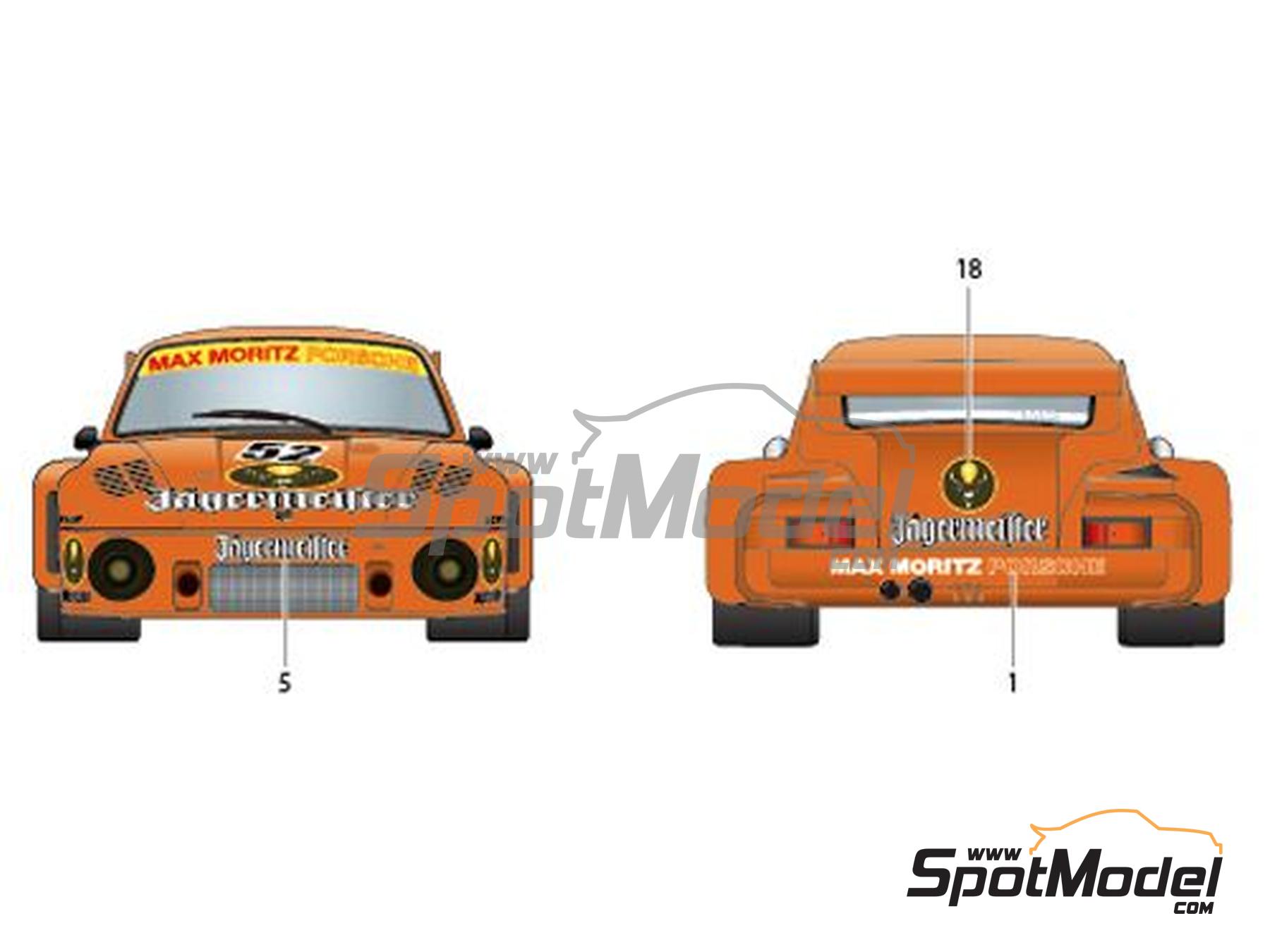 Image 7: Porsche 935 Max Moritz Team sponsored by Jagermeister - Deutsche Rennsport Meisterschaft DRM Zolder Bergischer L&ouml;we 1977 | Marking / livery in 1/24 scale manufactured by Studio27 (ref.&nbsp;ST27-TK2480, also 4545310021162 and TK2480)