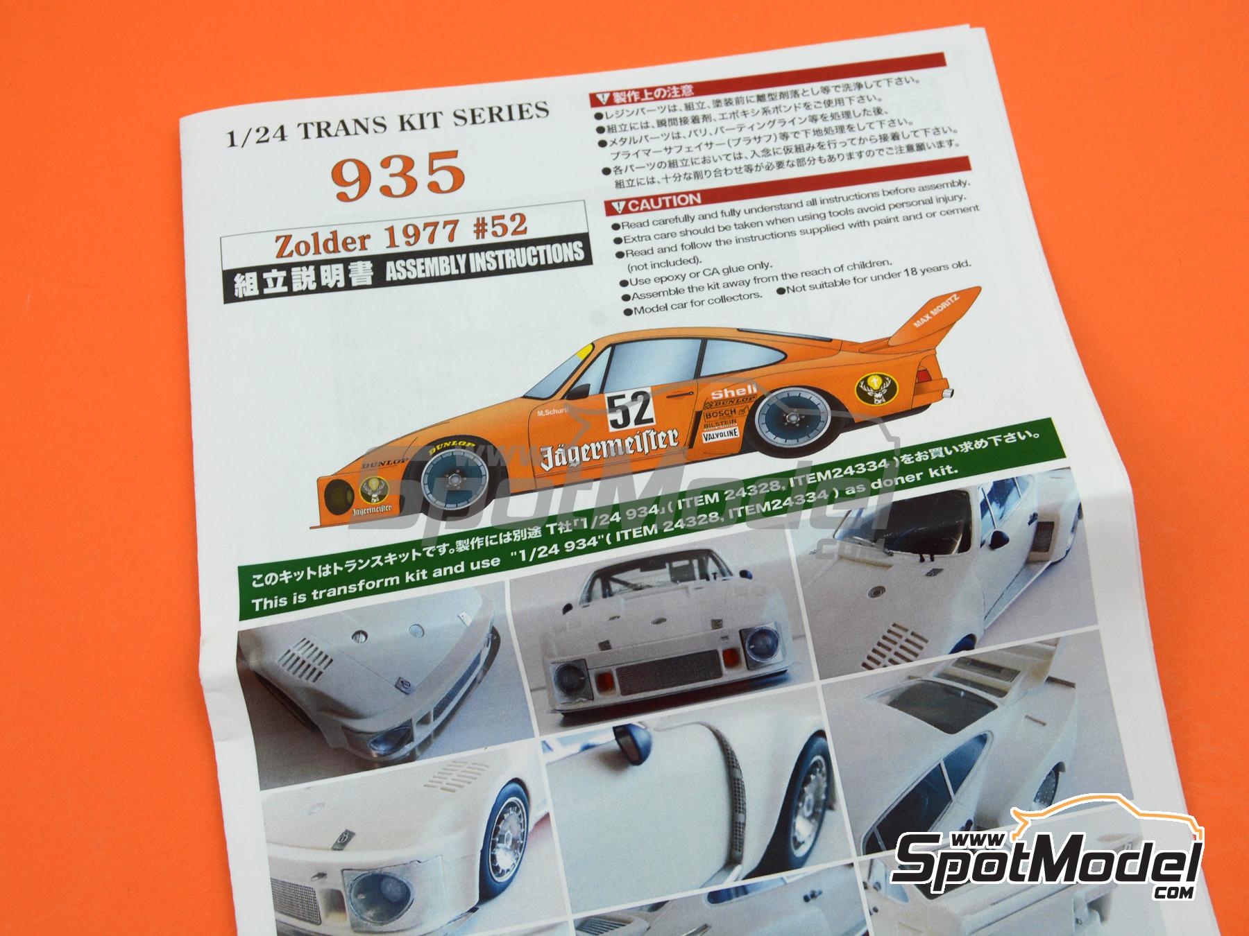 Image 19: Porsche 935 Max Moritz Team sponsored by Jagermeister - Deutsche Rennsport Meisterschaft DRM Zolder Bergischer L&ouml;we 1977 | Marking / livery in 1/24 scale manufactured by Studio27 (ref.&nbsp;ST27-TK2480, also 4545310021162 and TK2480)