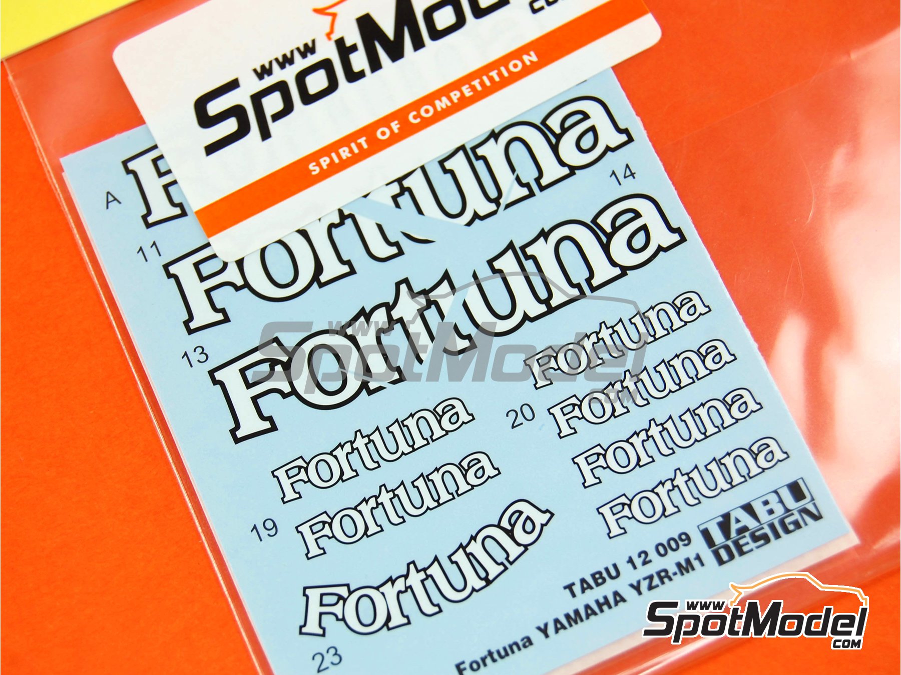 Image 1: Yamaha YZR-M1 sponsored by Fortuna - Moto GP World Championship 2004 | Marking / livery in 1/12 scale manufactured by Tabu Design (ref.&nbsp;TABU12009, also 4545310800217)