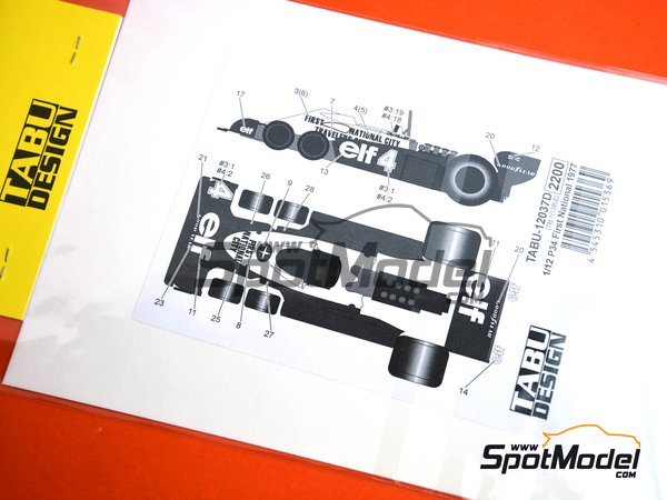 Image 5: Tyrrell Ford P34 Tyrrell Racing Team sponsored by First National City Travelers Checks - FIA Formula 1 World Championship 1977 | Marking / livery in 1/12 scale manufactured by Tabu Design (ref.&nbsp;TABU12037D, also 4545310015369)