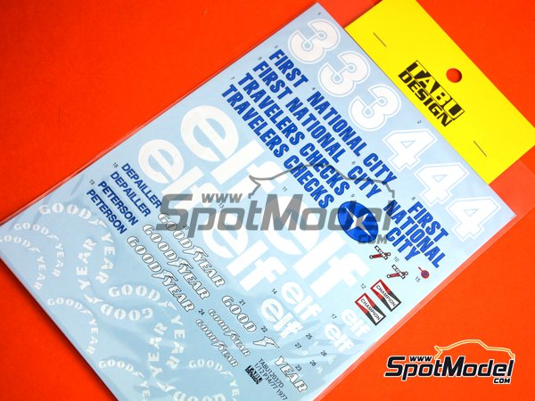 Image 6: Tyrrell Ford P34 Tyrrell Racing Team sponsored by First National City Travelers Checks - FIA Formula 1 World Championship 1977 | Marking / livery in 1/12 scale manufactured by Tabu Design (ref.&nbsp;TABU12037D, also 4545310015369)