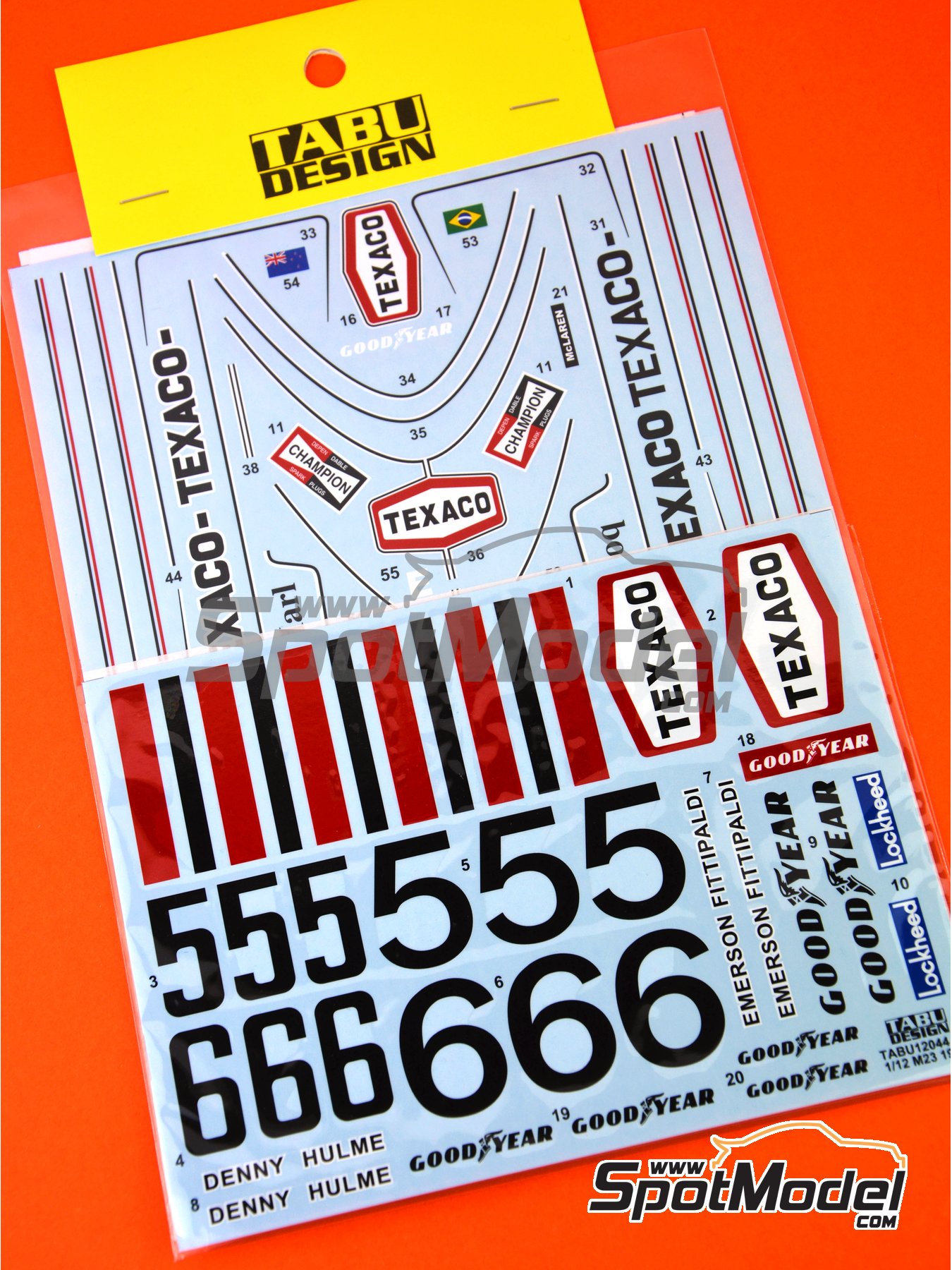 McLaren Ford M23 Texaco Marlboro - FIA Formula 1 World Championship 1974 | Marking / livery in 1/12 scale manufactured by Tabu Design (ref.&nbsp;TABU12044R) image