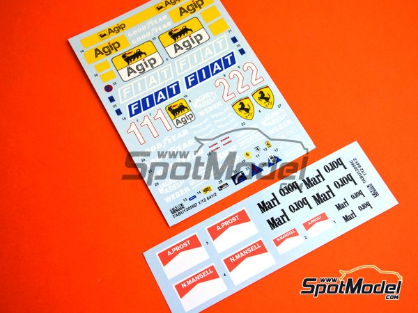 Image 1: Ferrari 641/2 F1-90 Scuderia Ferrari Team sponsored by Fiat Marlboro - Brazilian Formula 1 Grand Prix, Spanish Formula 1 Grand Prix, French Formula 1 Grand Prix, British Formula 1 Grand Prix, Mexican Formula 1 Grand Prix, Portuguese Formula 1 Grand Prix 1990 | Marking / livery in 1/12 scale manufactured by Tabu Design (ref.&nbsp;TABU12056D, also 4545310015376)