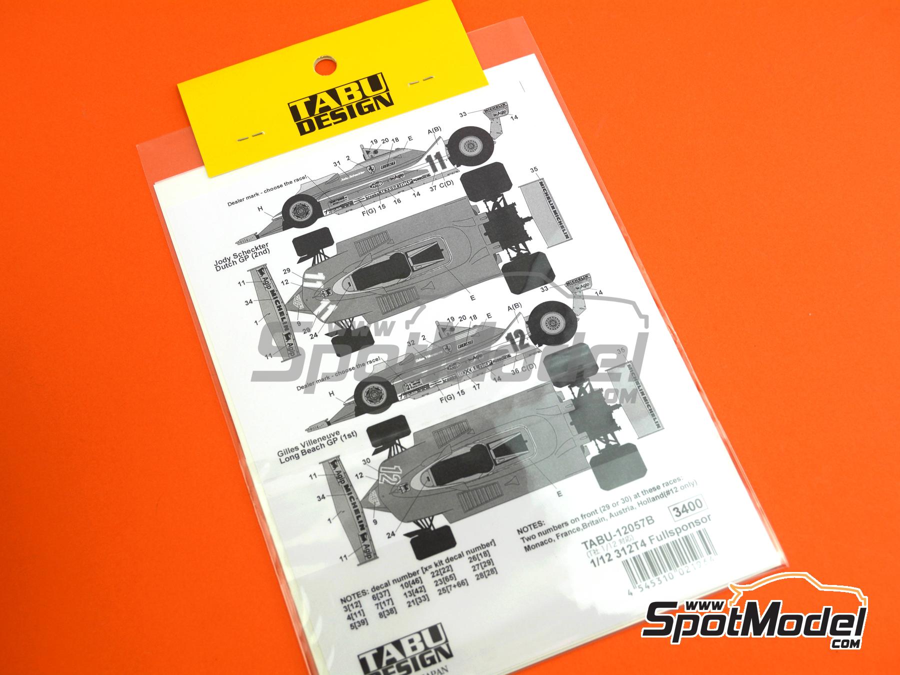 Image 5: Ferrari 312T4 - Dutch Formula 1 Grand Prix, USA West Long Beach Formula 1 Grand Prix 1979 | Marking / livery in 1/12 scale manufactured by Tabu Design (ref.&nbsp;TABU12057B, also 4545310021964)