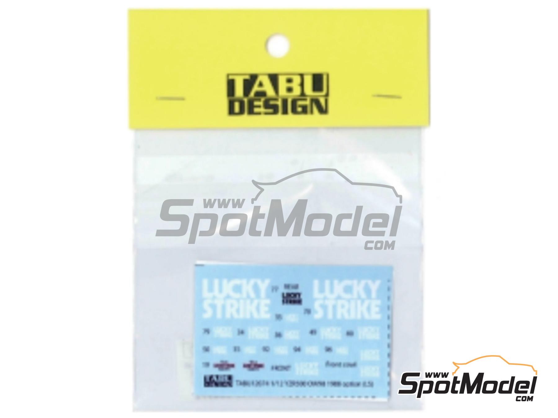 Image 1: Yamaha YZR500 0W98 Equipo Roberts patrocinado por Lucky Strike - Campeonato del Mundo de Motociclismo 1988 | Decoración en escala 1/12 fabricado por Tabu Design (ref. TABU12074, tambien 4545310008972)