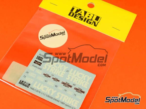 Image 3: Yamaha YZR500 0WA8 Roberts Team sponsored by Lucky Strike - Motorcycle World Championship 1989 | Marking / livery in 1/12 scale manufactured by Tabu Design (ref.&nbsp;TABU12076, also 4545310010258)