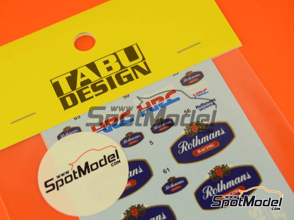 Image 1: Honda NSR500 patrocinado por Rothmans - Campeonato del Mundo de Motociclismo 1989 | Decoraci&oacute;n en escala&nbsp;1/12 fabricado por Tabu Design (ref.&nbsp;TABU12078, tambien 4545310011279)