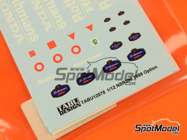 Image 3: Honda NSR500 patrocinado por Rothmans - Campeonato del Mundo de Motociclismo 1989 | Decoraci&oacute;n en escala&nbsp;1/12 fabricado por Tabu Design (ref.&nbsp;TABU12078, tambien 4545310011279)