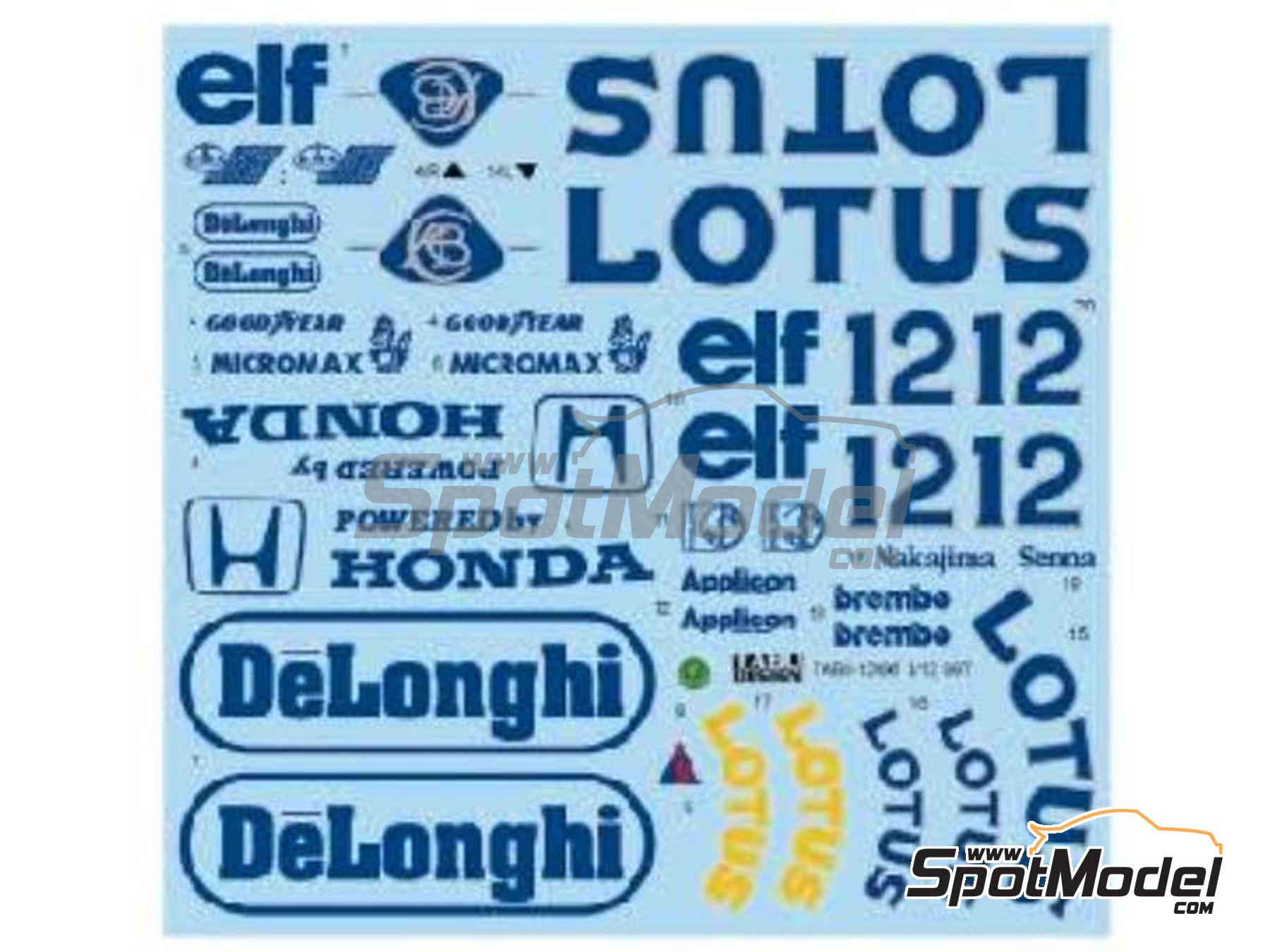 Image 1: Lotus Honda 99T patrocinado por Camel - Gran Premio de Formula 1 de Mónaco 1987 | Decoración en escala 1/12 fabricado por Tabu Design (ref. TABU12096, tambien 4545310021049)