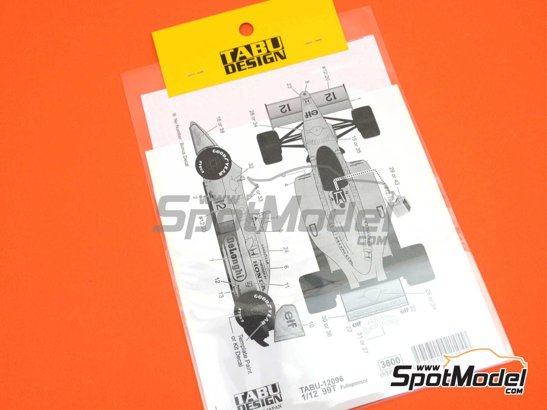 Image 6: Lotus Honda 99T patrocinado por Camel - Gran Premio de Formula 1 de Mónaco 1987 | Decoración en escala 1/12 fabricado por Tabu Design (ref. TABU12096, tambien 4545310021049)