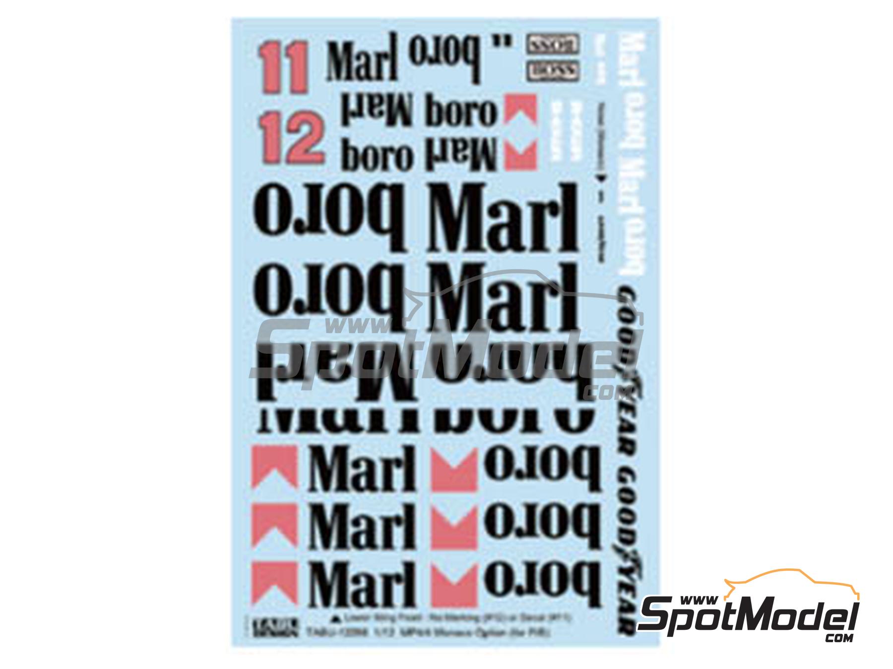 Image 1: McLaren Honda MP4/4 McLaren Racing Limited Team sponsored by Marlboro -  1988 | Marking / livery in 1/12 scale manufactured by Tabu Design (ref.&nbsp;TABU12098, also 4545310022015)