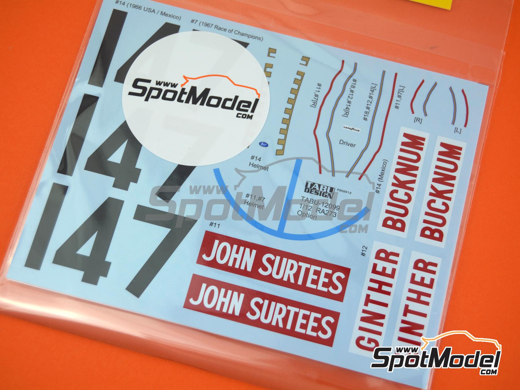 Image 1: Honda RA273 | Marking / livery in 1/12 scale manufactured by Tabu Design (ref.&nbsp;TABU12099, also 4545310022114)