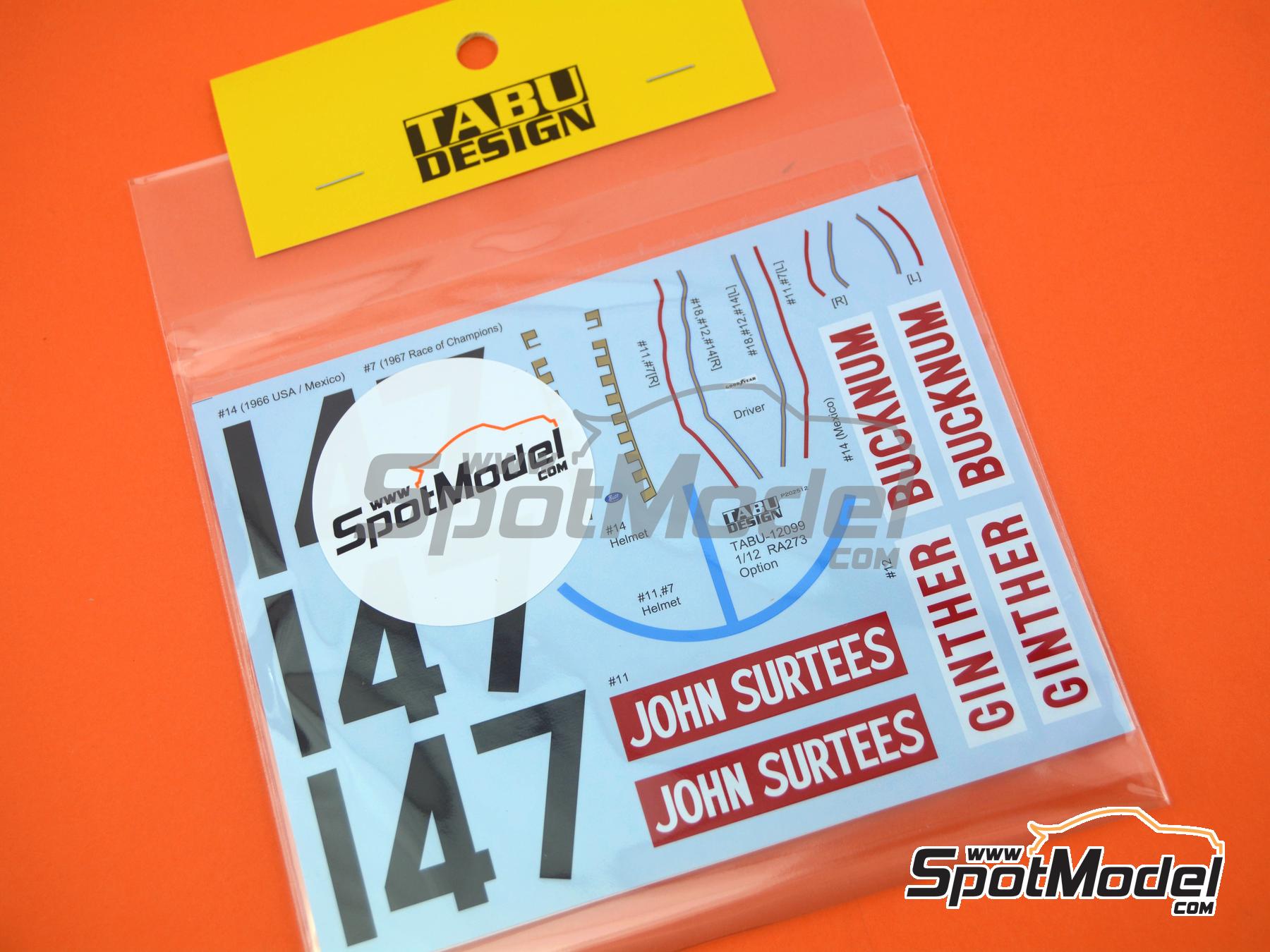 Image 2: Honda RA273 | Marking / livery in 1/12 scale manufactured by Tabu Design (ref.&nbsp;TABU12099, also 4545310022114)