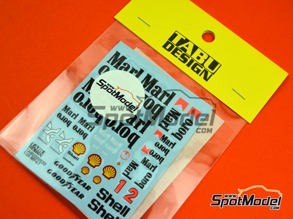 Image 1: McLaren Honda MP4/7 Marlboro, Goodyear, Shell logos -  1992 | Marking / livery in 1/20 scale manufactured by Tabu Design (ref.&nbsp;TABU20003D, also 4545310011507)