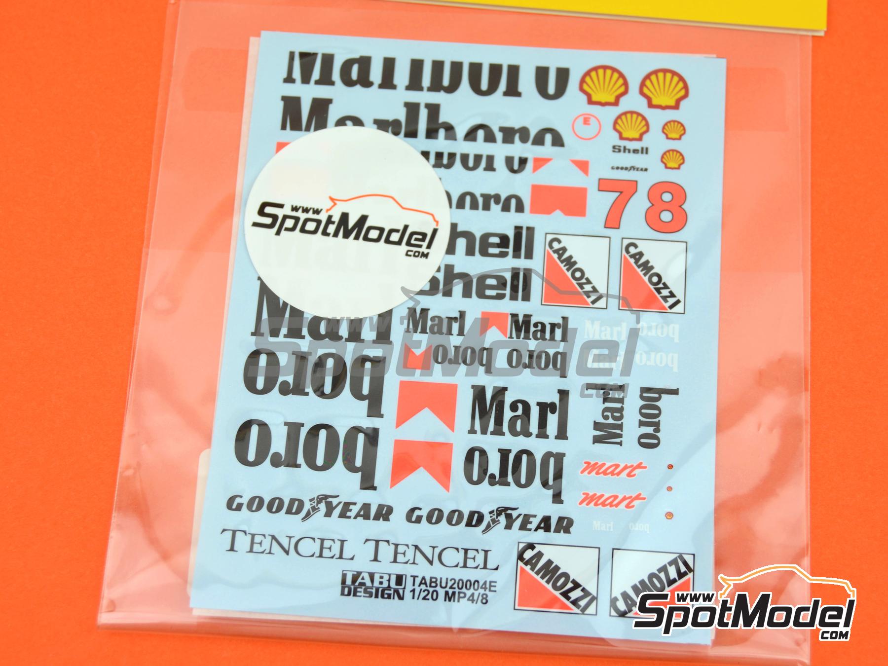 Image 2: McLaren Honda MP4/8 McLaren Racing Limited Team sponsored by Marlboro - FIA Formula 1 World Championship 1993 | Marking / livery in 1/20 scale manufactured by Tabu Design (ref.&nbsp;TABU20004E, also 4545310019305)