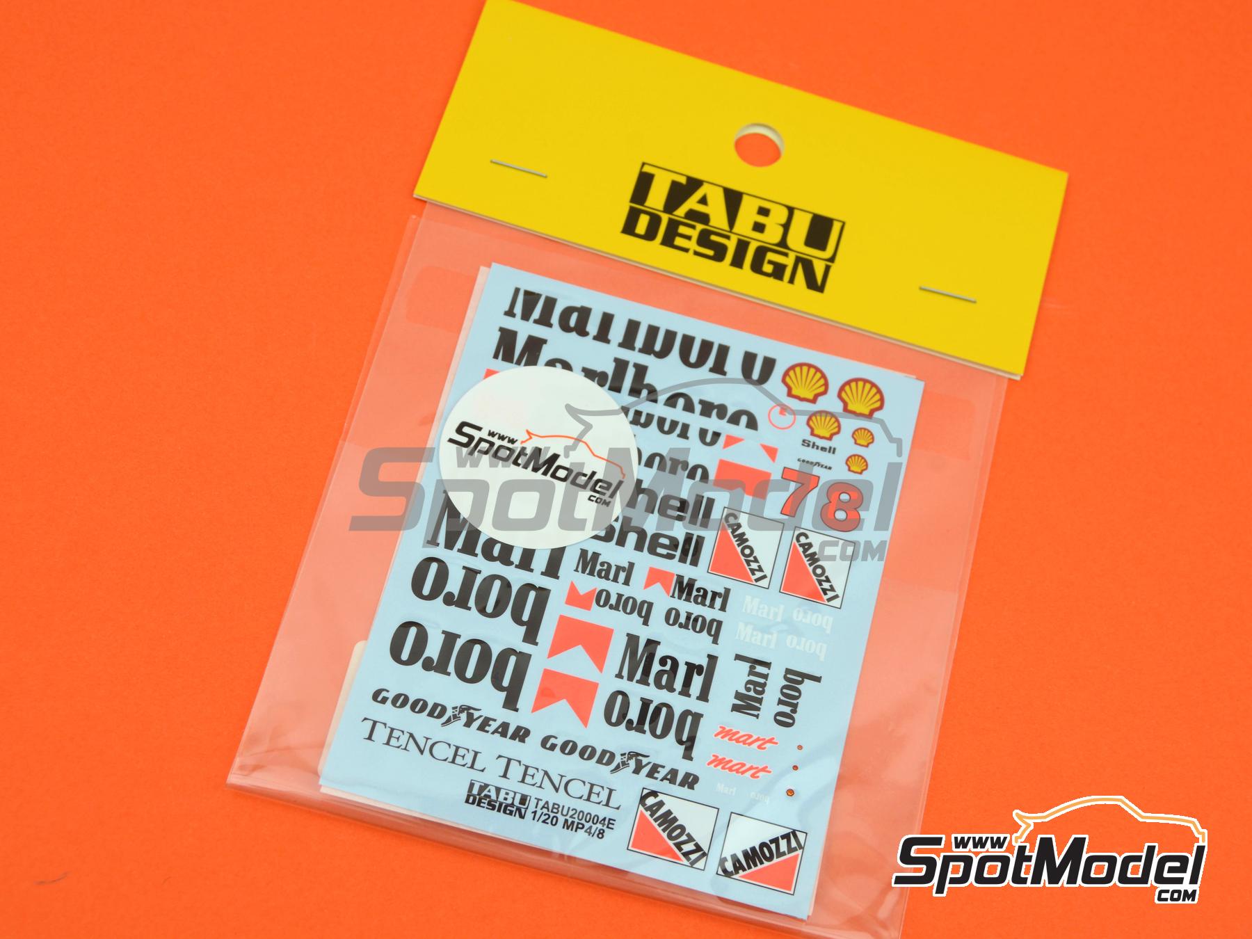 Image 4: McLaren Honda MP4/8 McLaren Racing Limited Team sponsored by Marlboro - FIA Formula 1 World Championship 1993 | Marking / livery in 1/20 scale manufactured by Tabu Design (ref.&nbsp;TABU20004E, also 4545310019305)