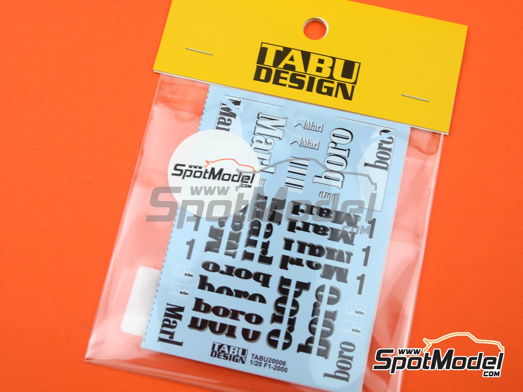 Image 1: Ferrari F1 2000 Equipo Scuderia Ferrari patrocinado por Marlboro - Campeonato del Mundo FIA de Formula 1 2000 | Decoración en escala 1/20 fabricado por Tabu Design (ref. TABU20006, tambien 4545310801177)