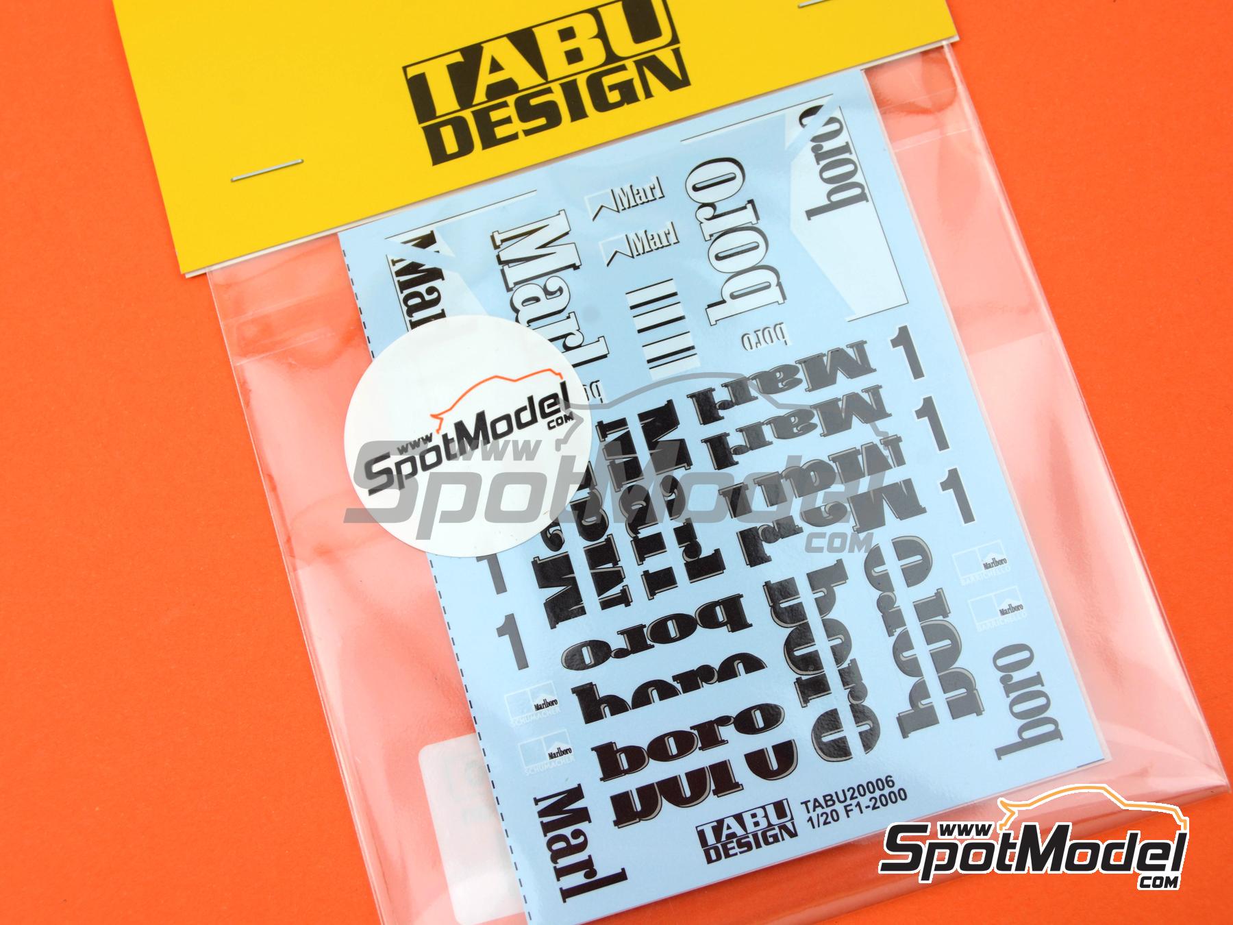 Image 2: Ferrari F1 2000 Equipo Scuderia Ferrari patrocinado por Marlboro - Campeonato del Mundo FIA de Formula 1 2000 | Decoración en escala 1/20 fabricado por Tabu Design (ref. TABU20006, tambien 4545310801177)