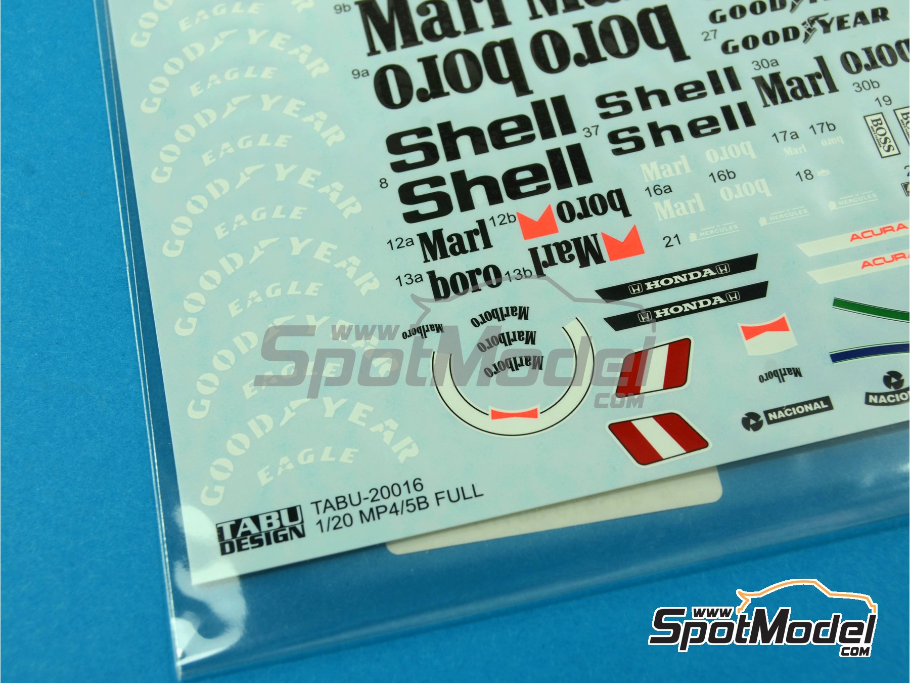 Image 1: McLaren Honda MP4/5B McLaren Racing Limited Team sponsored by Marlboro Shell - FIA Formula 1 World Championship 1990 | Marking / livery in 1/20 scale manufactured by Tabu Design (ref.&nbsp;TABU20016B, also 4545310801757)