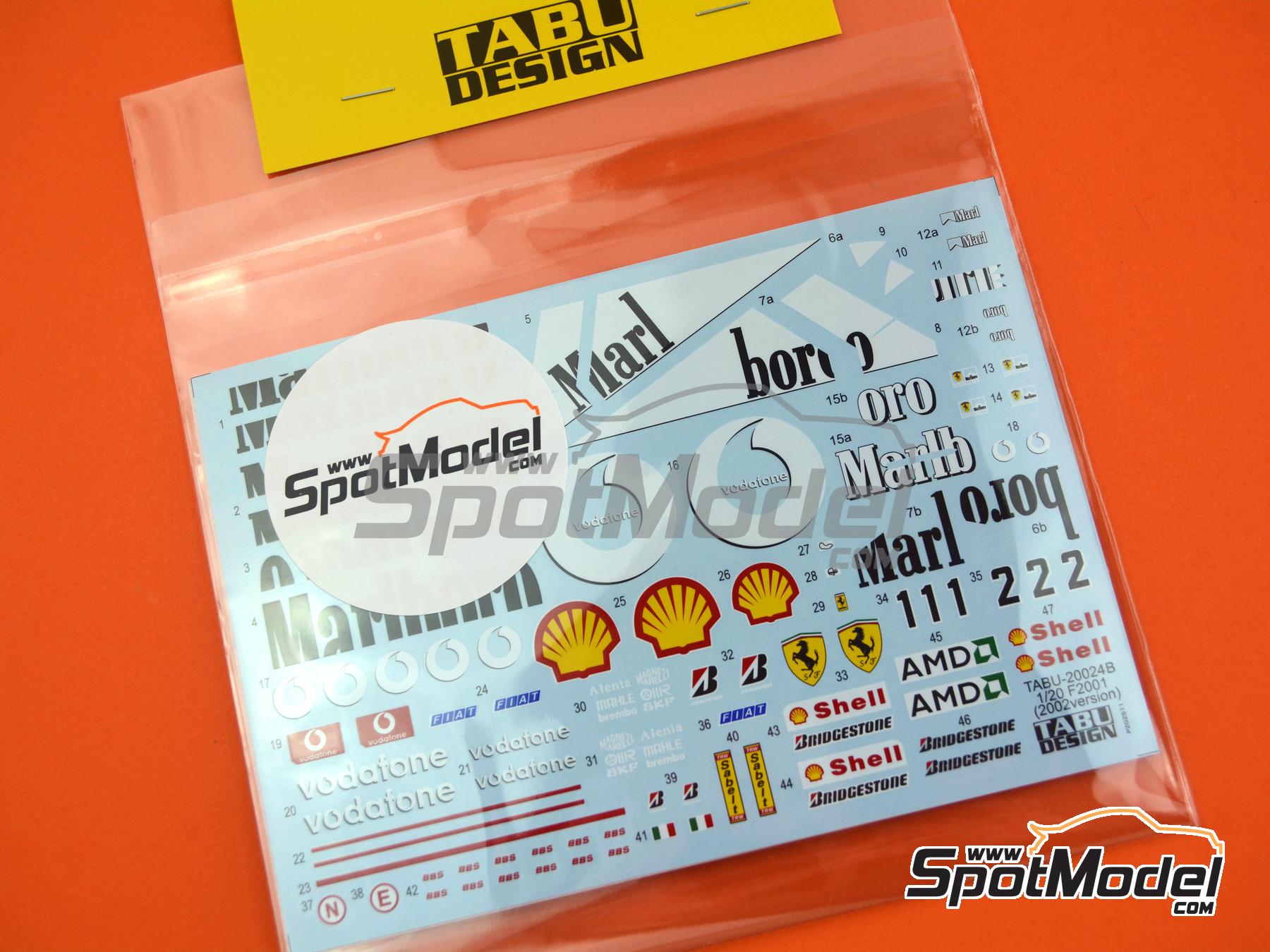 Image 2: Ferrari F2001 Scuderia Ferrari Marlboro Team - FIA Formula 1 World Championship 2002 | Marking / livery in 1/20 scale manufactured by Tabu Design (ref.&nbsp;TABU20024B, also 4545310802099)