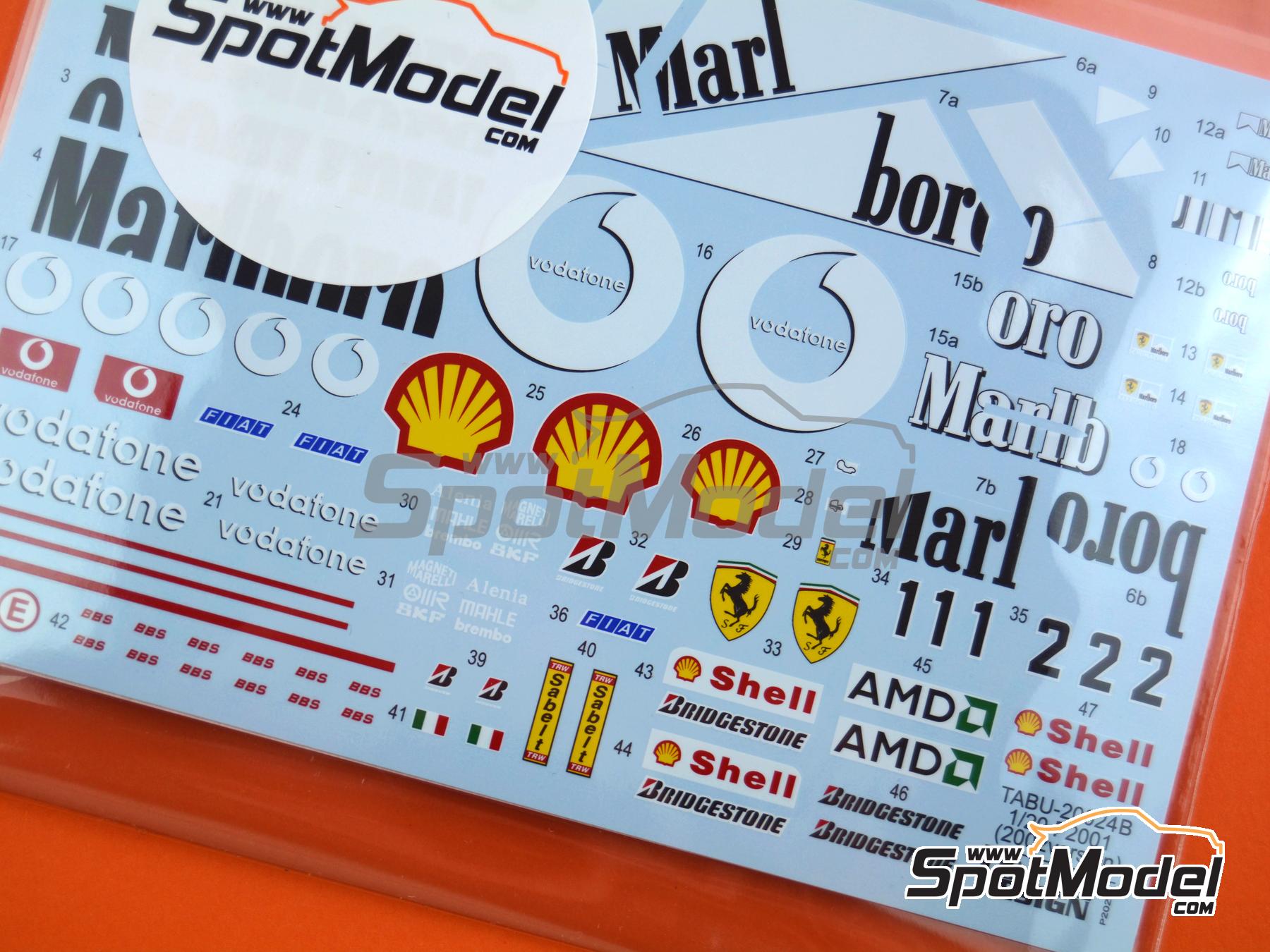Image 3: Ferrari F2001 Scuderia Ferrari Marlboro Team - FIA Formula 1 World Championship 2002 | Marking / livery in 1/20 scale manufactured by Tabu Design (ref.&nbsp;TABU20024B, also 4545310802099)